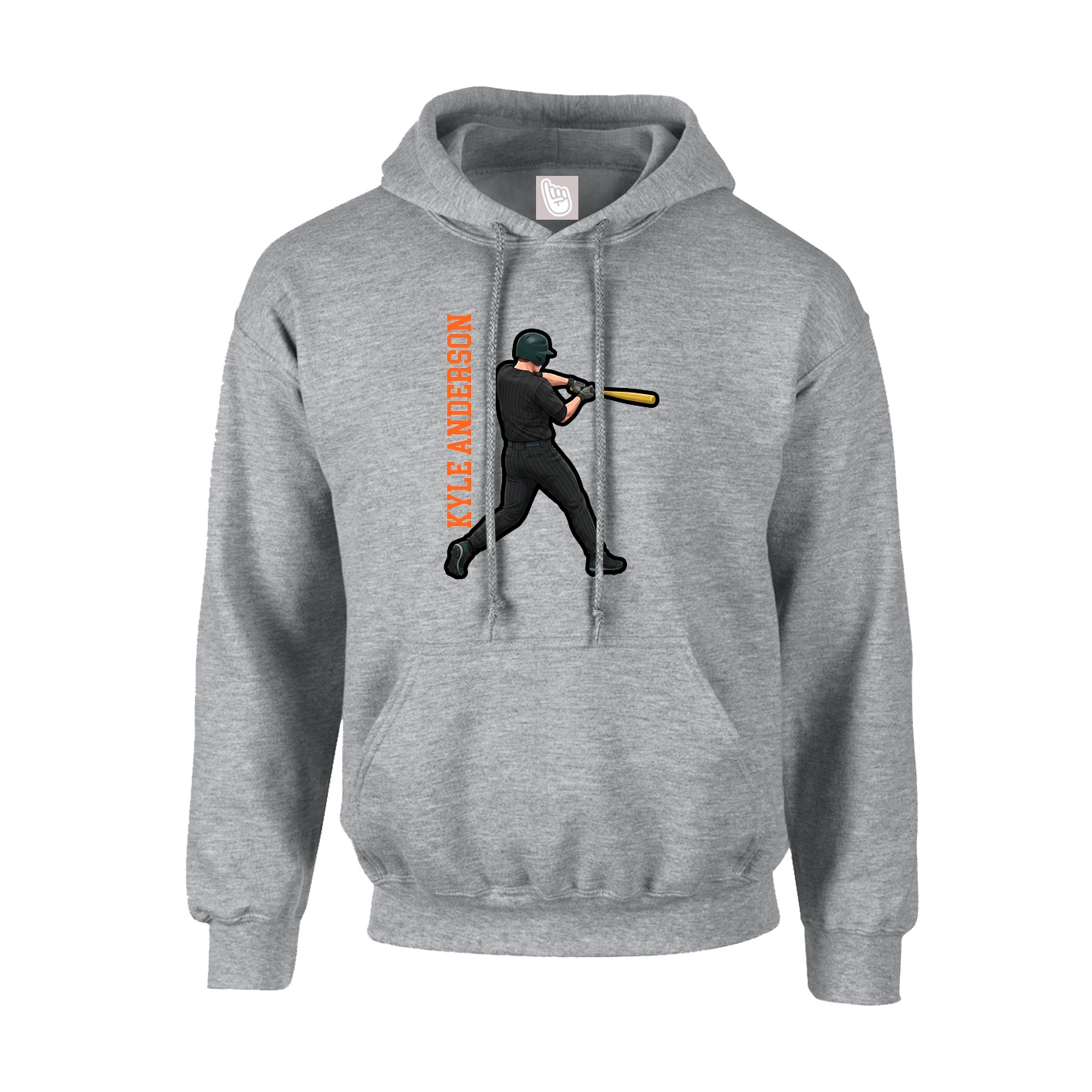 Youth Hoodie — Name Vertical in Grey