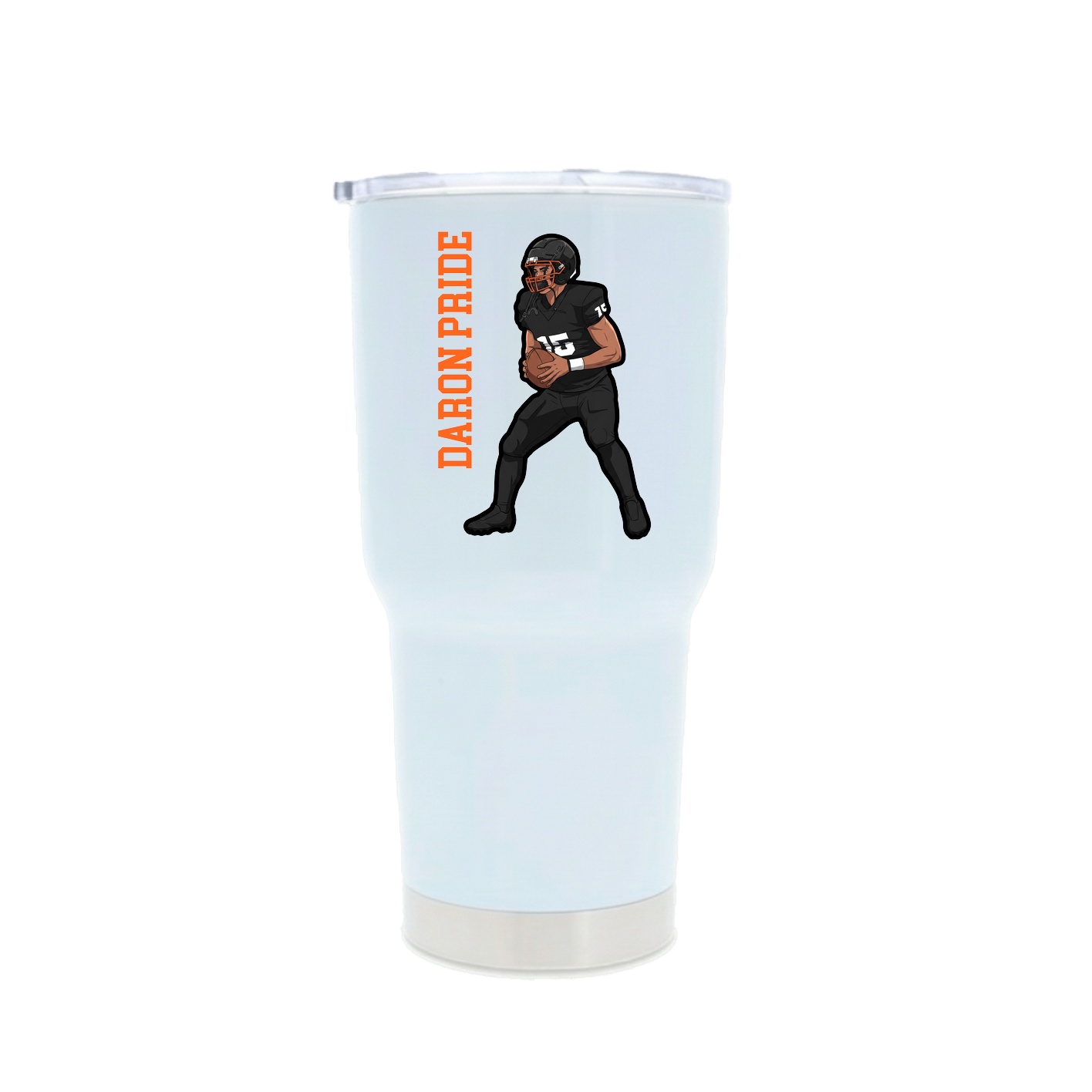 30oz Stainless Steel Tumbler — Name Vertical in White