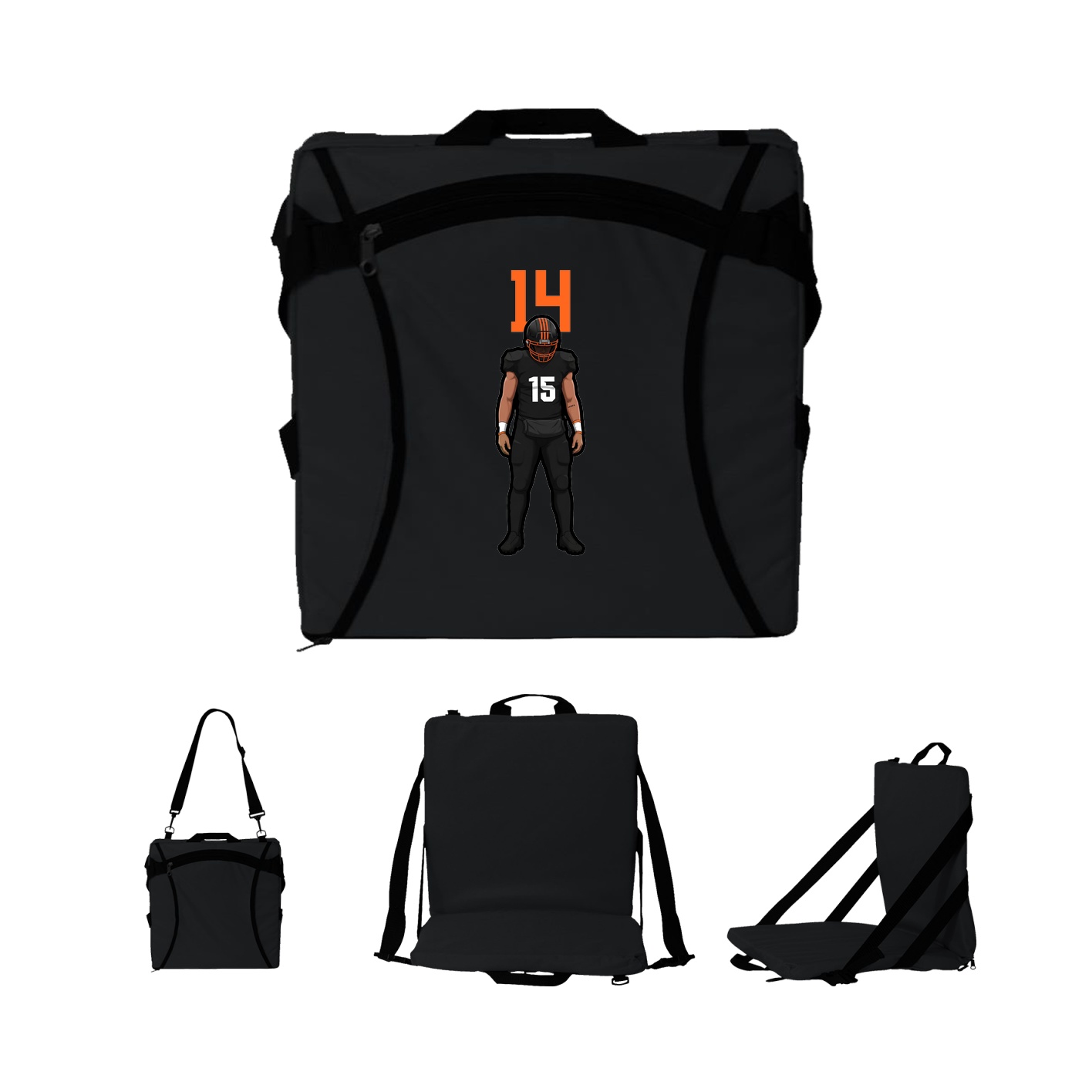 Folding Stadium Seat — Number Top in Black
