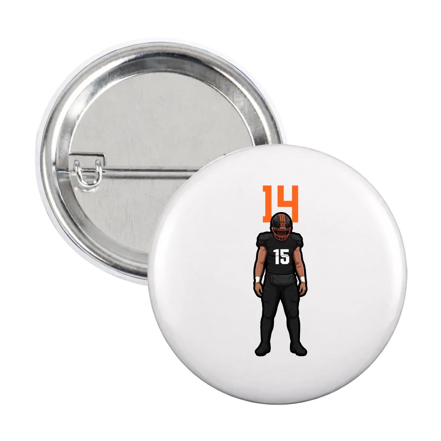 Game Day Button — Number Top in White
