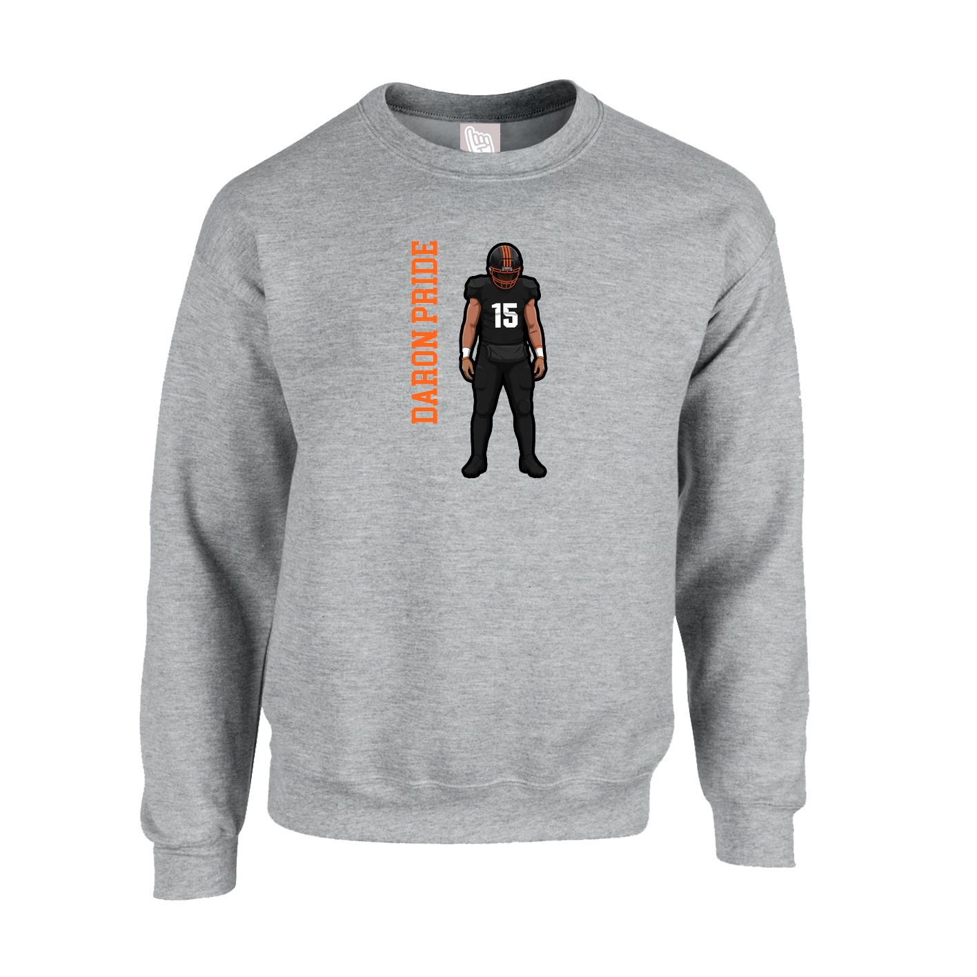 Fleece Crew — Name Vertical in Grey
