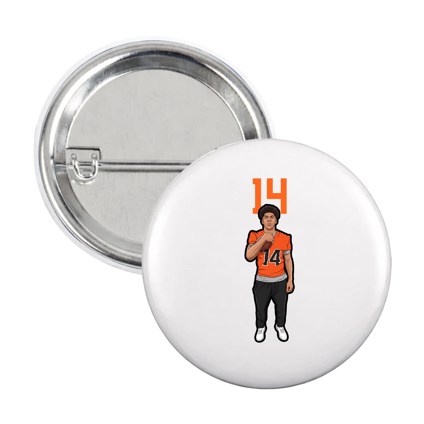 Game Day Button — Number Top in White