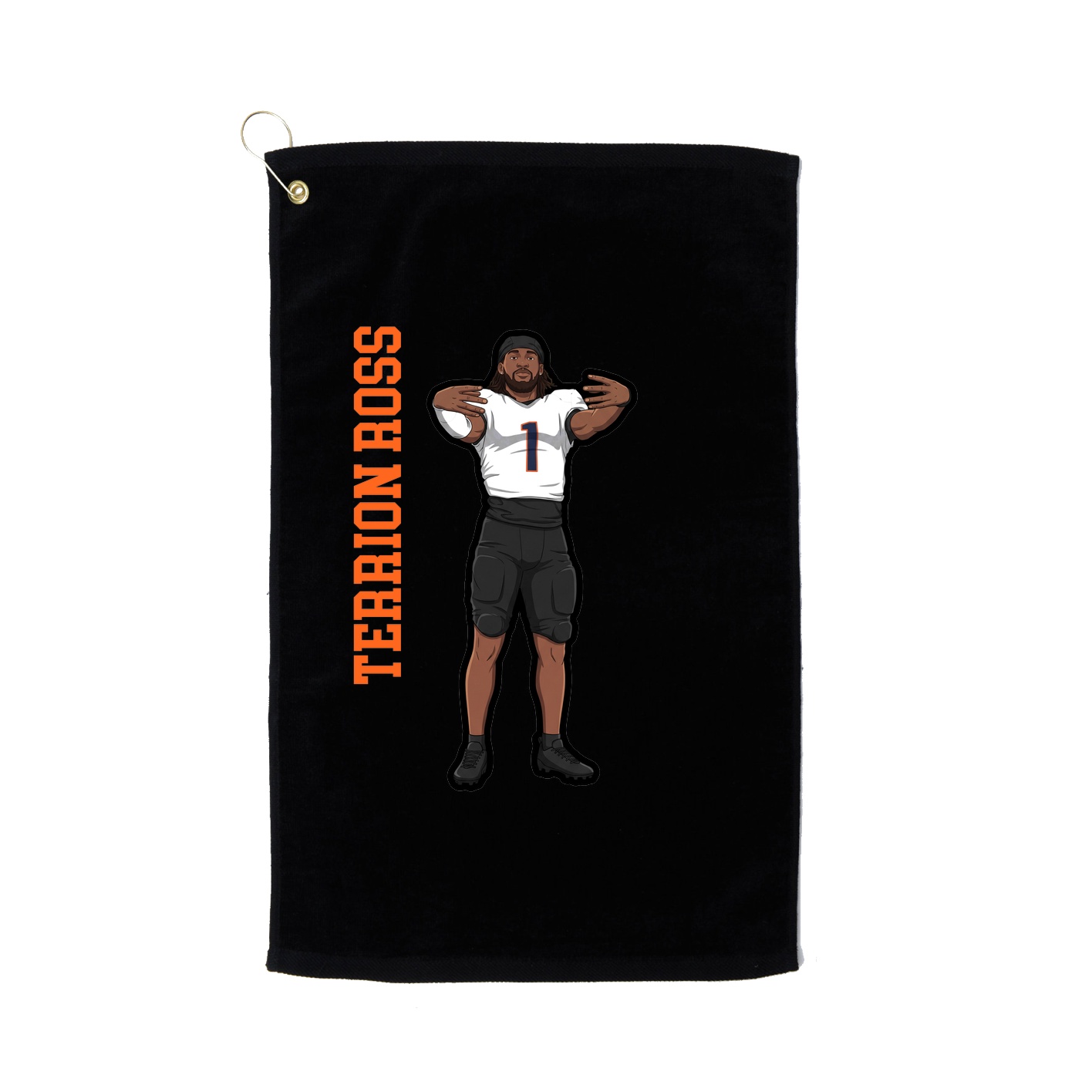 Golf Towel — Name Vertical in Black