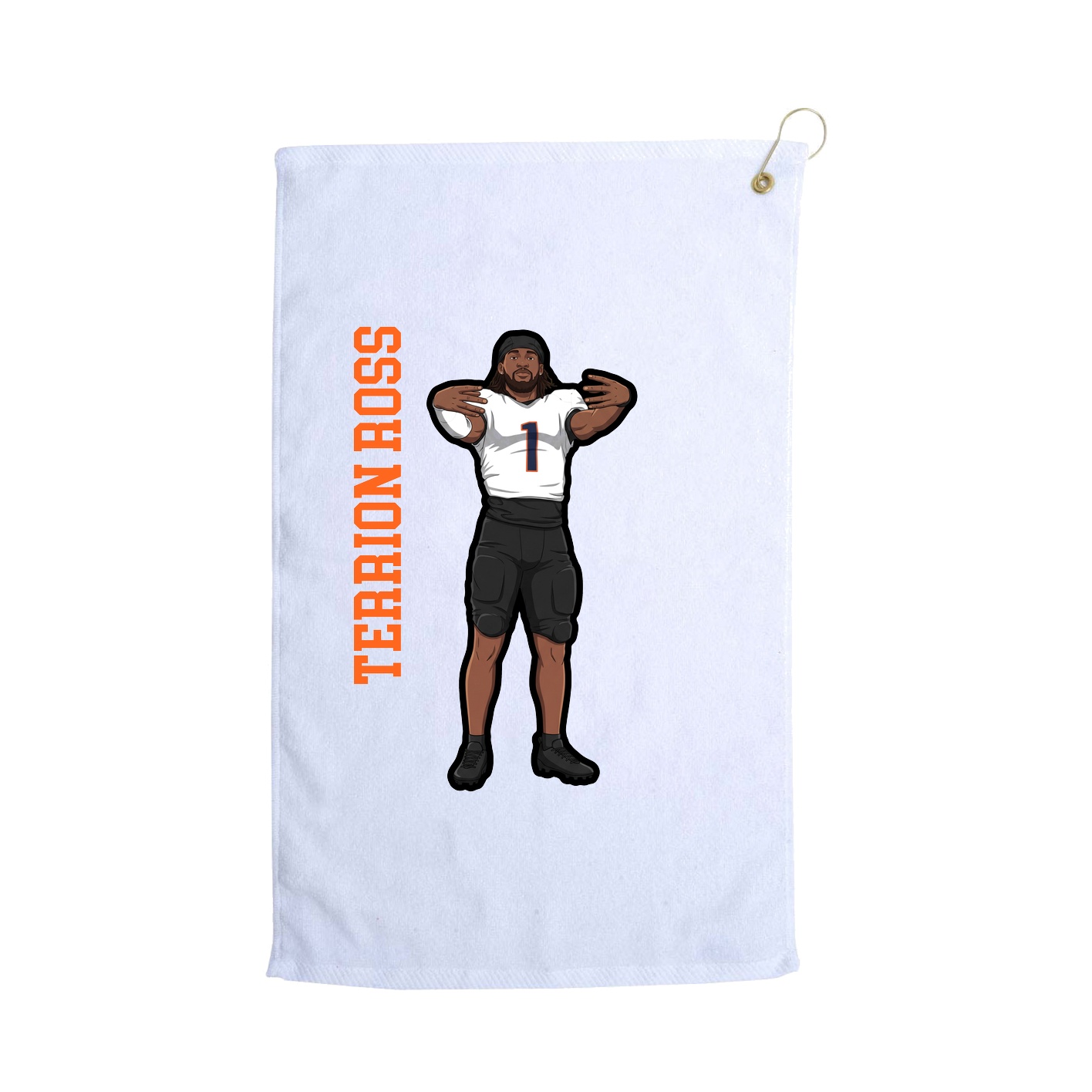 Golf Towel — Name Vertical in White