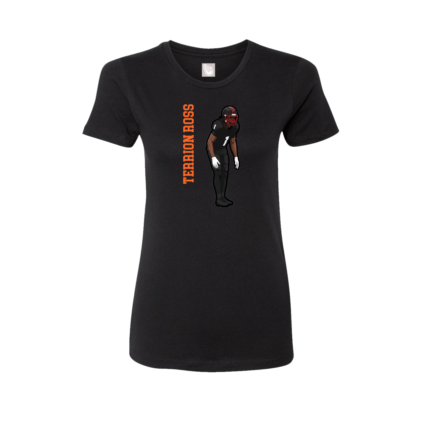 Womens Tee — Name Vertical in Black
