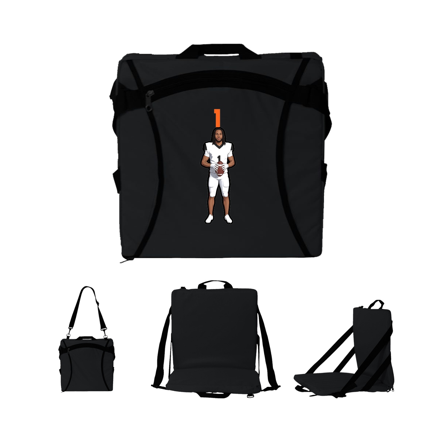 Folding Stadium Seat — Number Top in Black