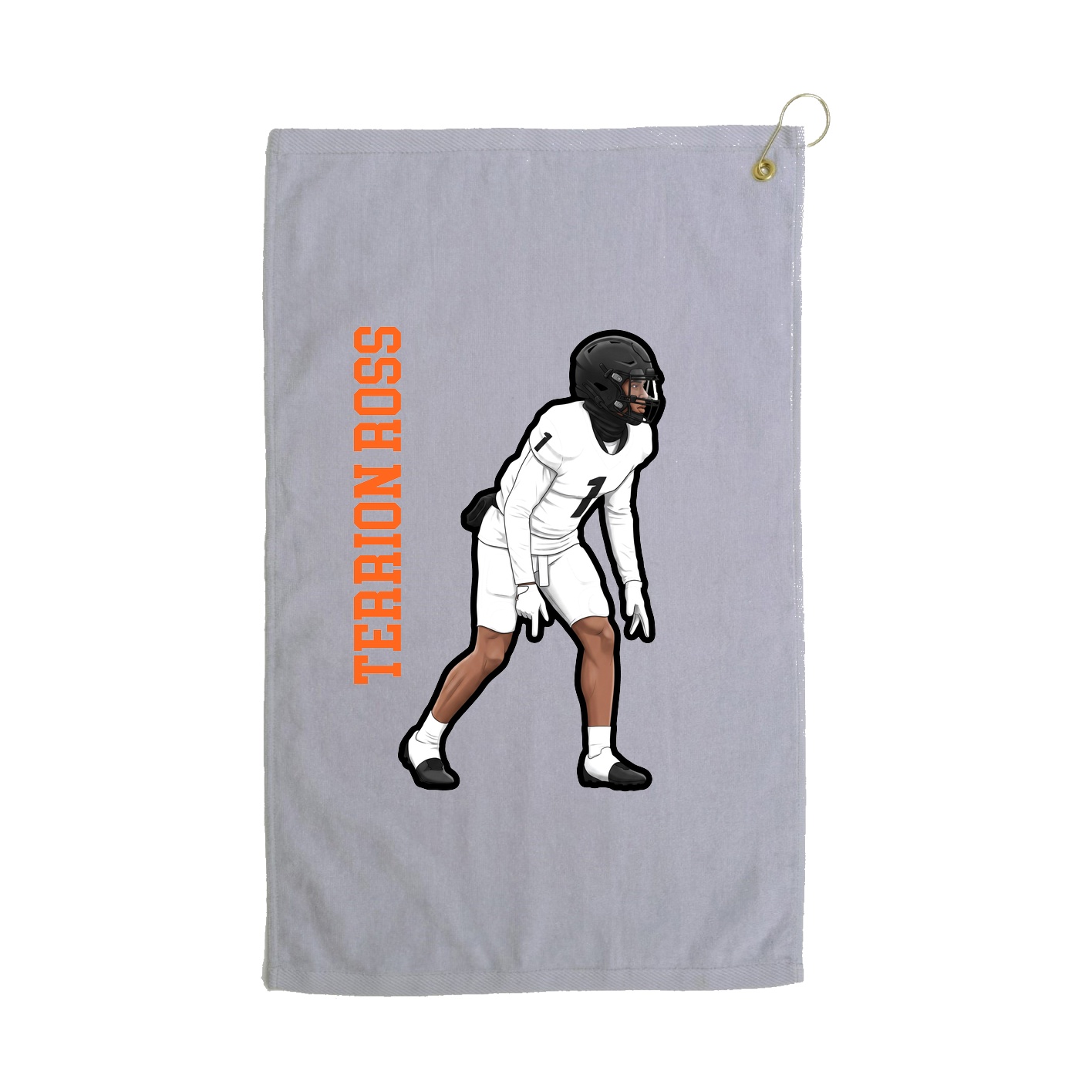 Golf Towel — Name Vertical in Grey