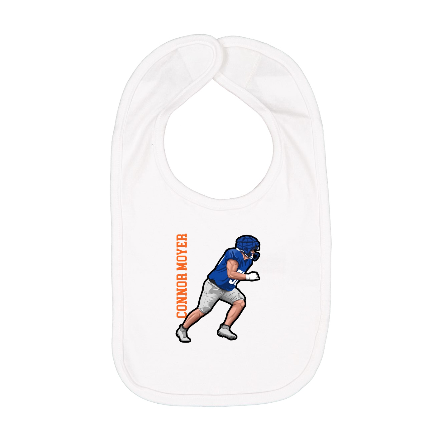 Infant Bib — Name Vertical in White