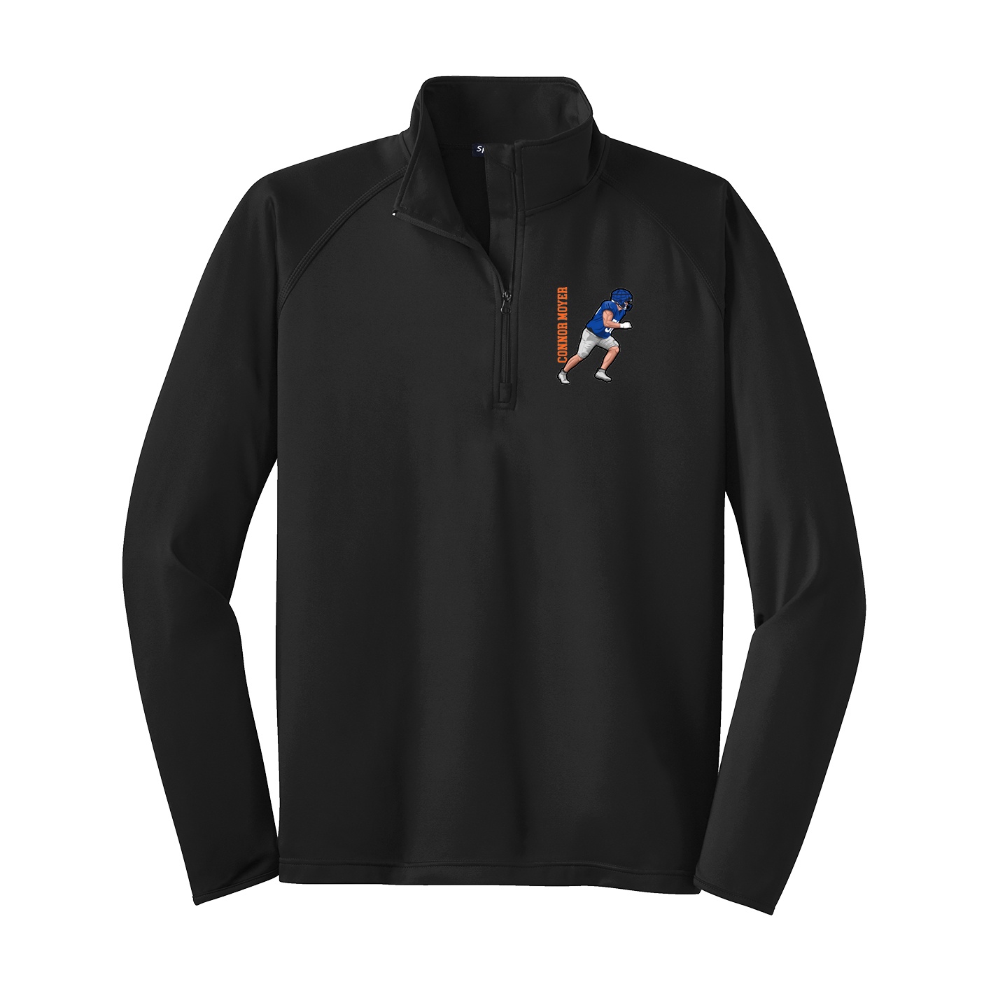 Q-Zip Pullover — Name Vertical in Black