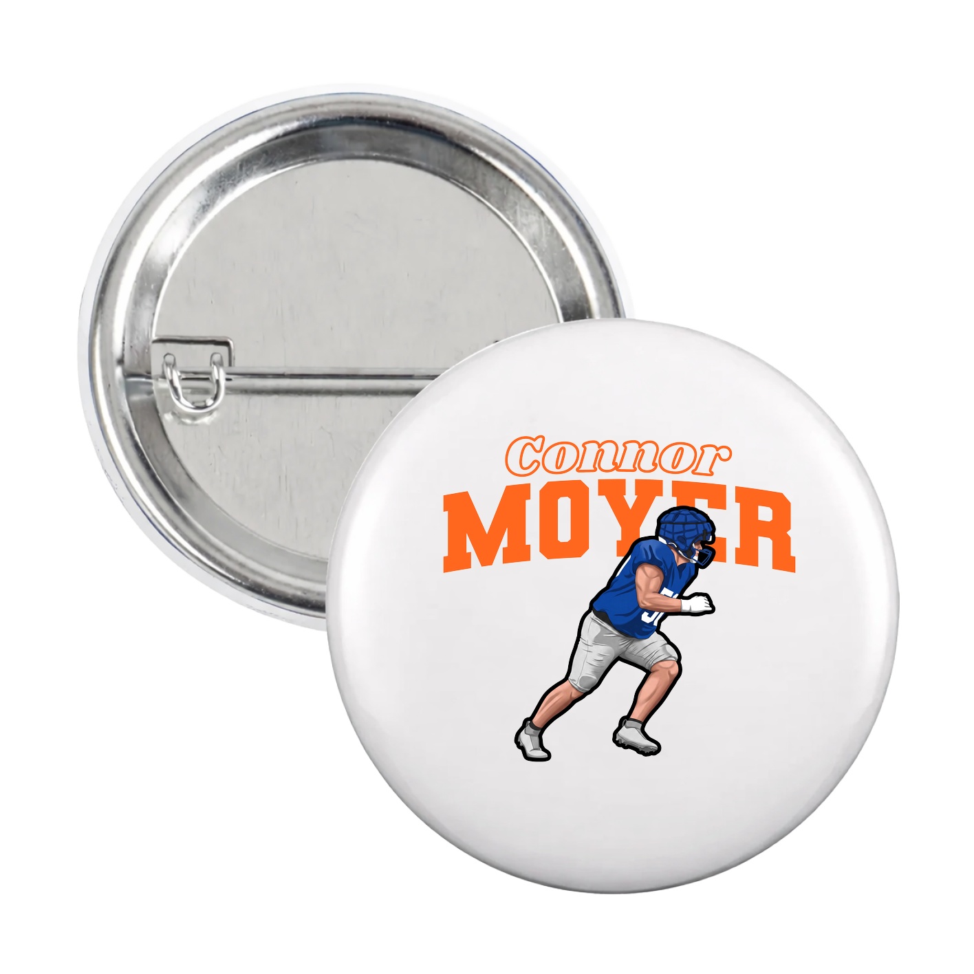 Game Day Button — Name Arch in White