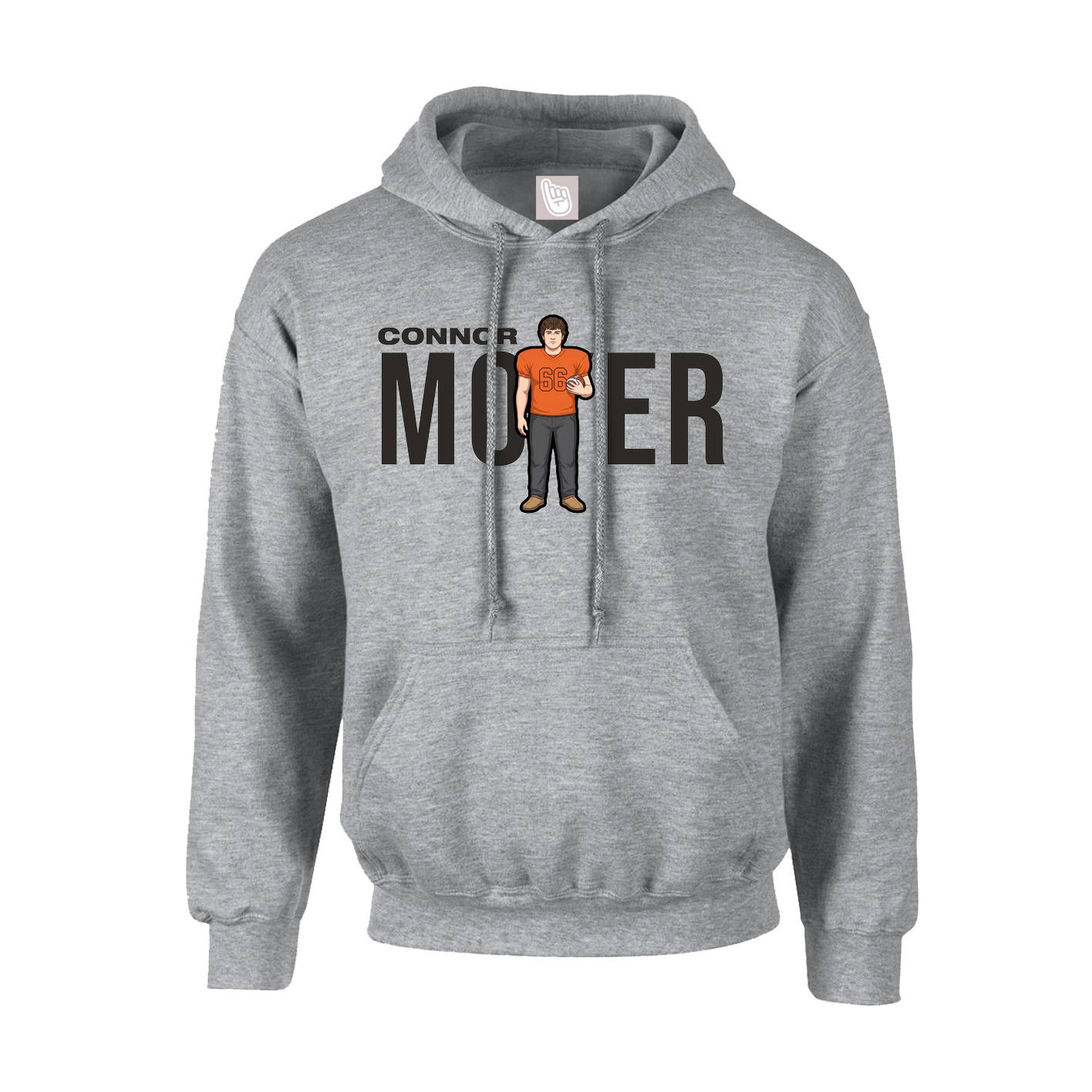 Youth Hoodie — Player Name in Grey