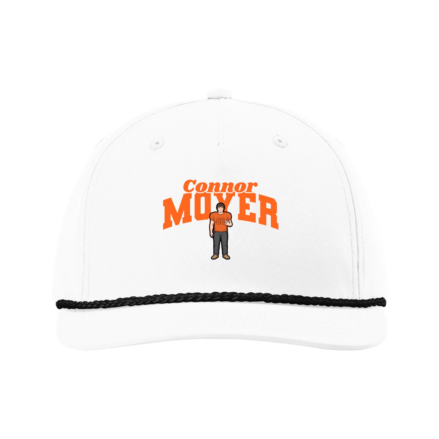 Five-Panel Classic Rope Cap — Signature Arch in White