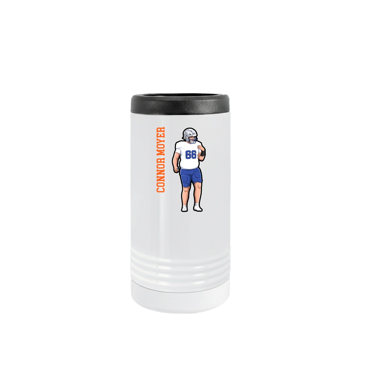 Slim Beverage Holder — Name Vertical in White