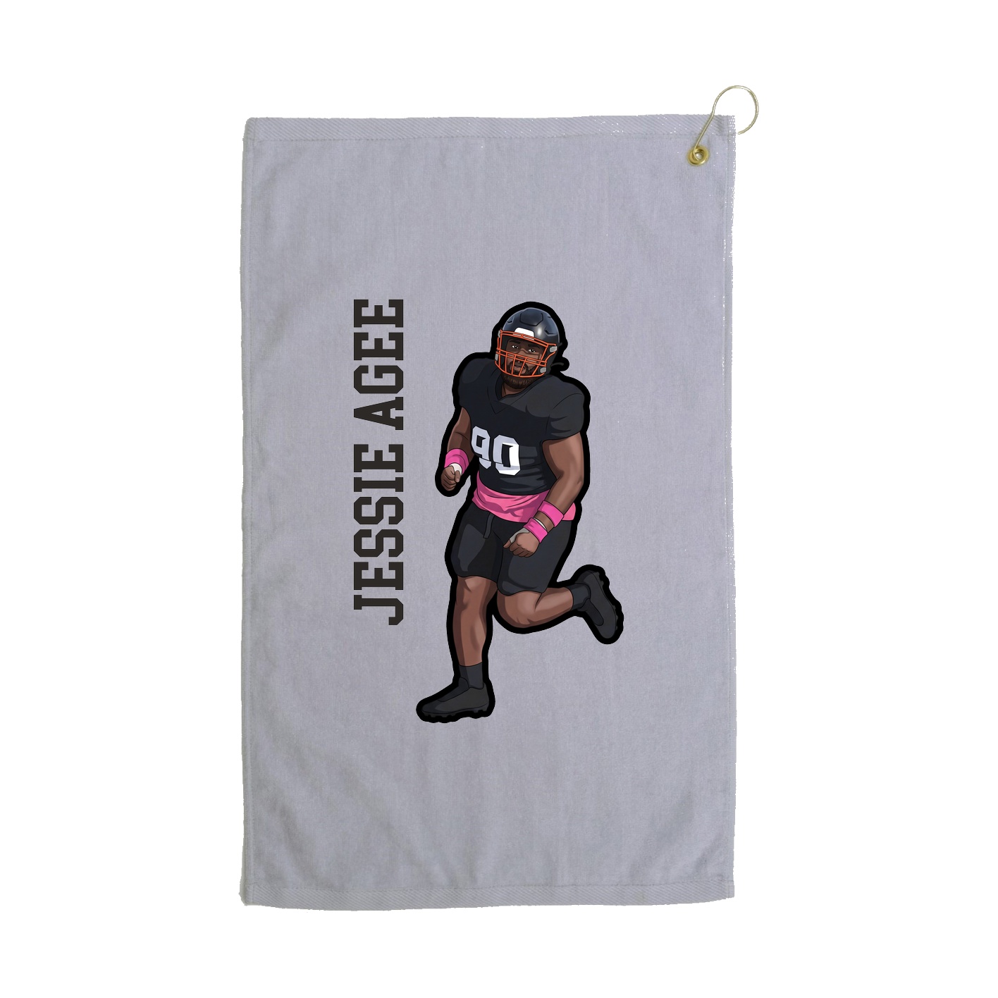 Golf Towel — Name Vertical in Grey