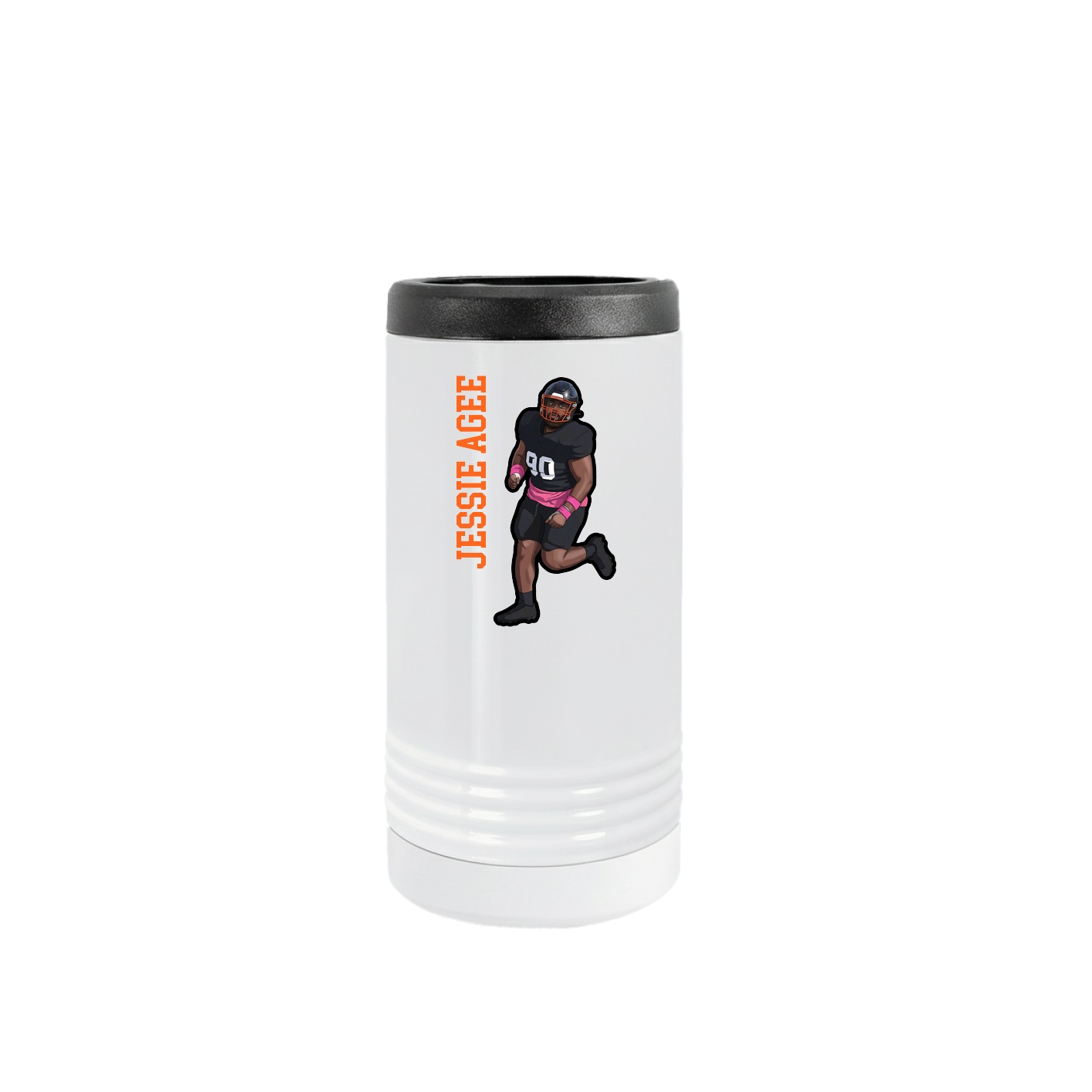 Slim Beverage Holder — Name Vertical in White