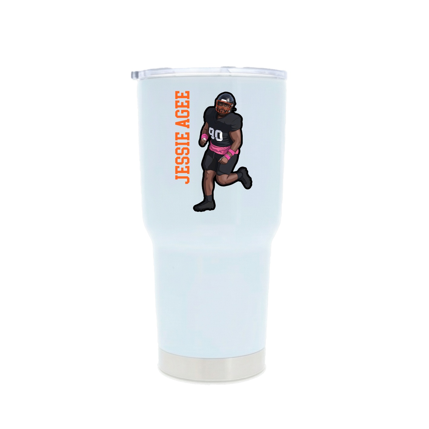 30oz Stainless Steel Tumbler — Name Vertical in White