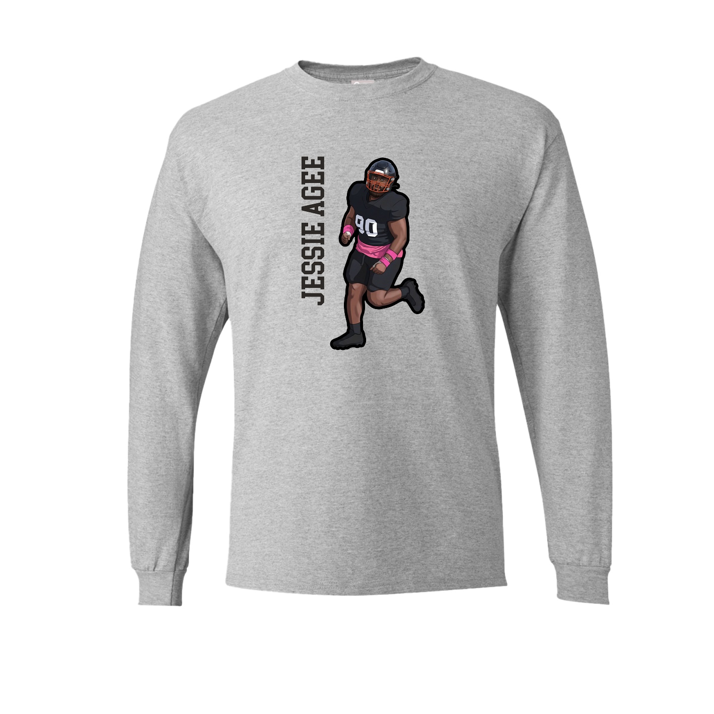 Long Sleeve Tee — Name Vertical in Grey