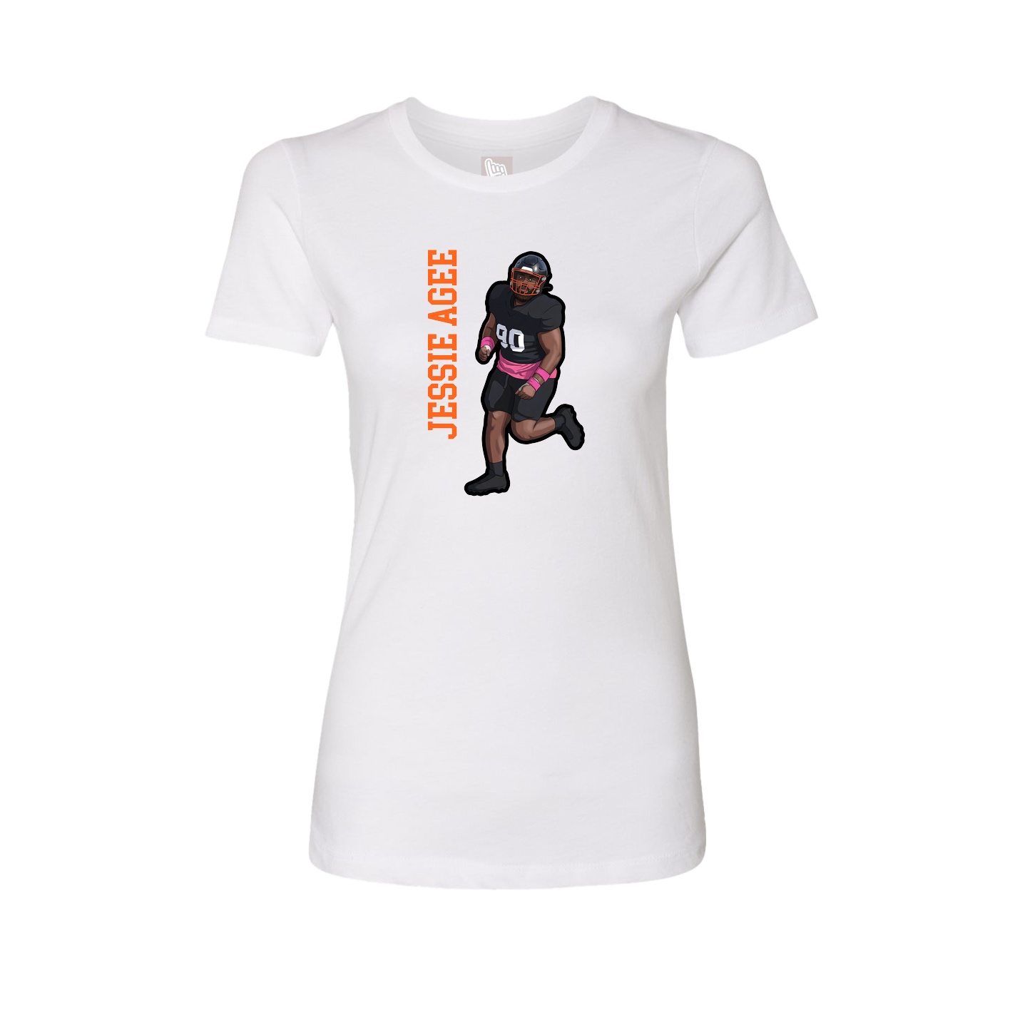 Fitted Women's Tee — Name Vertical in White