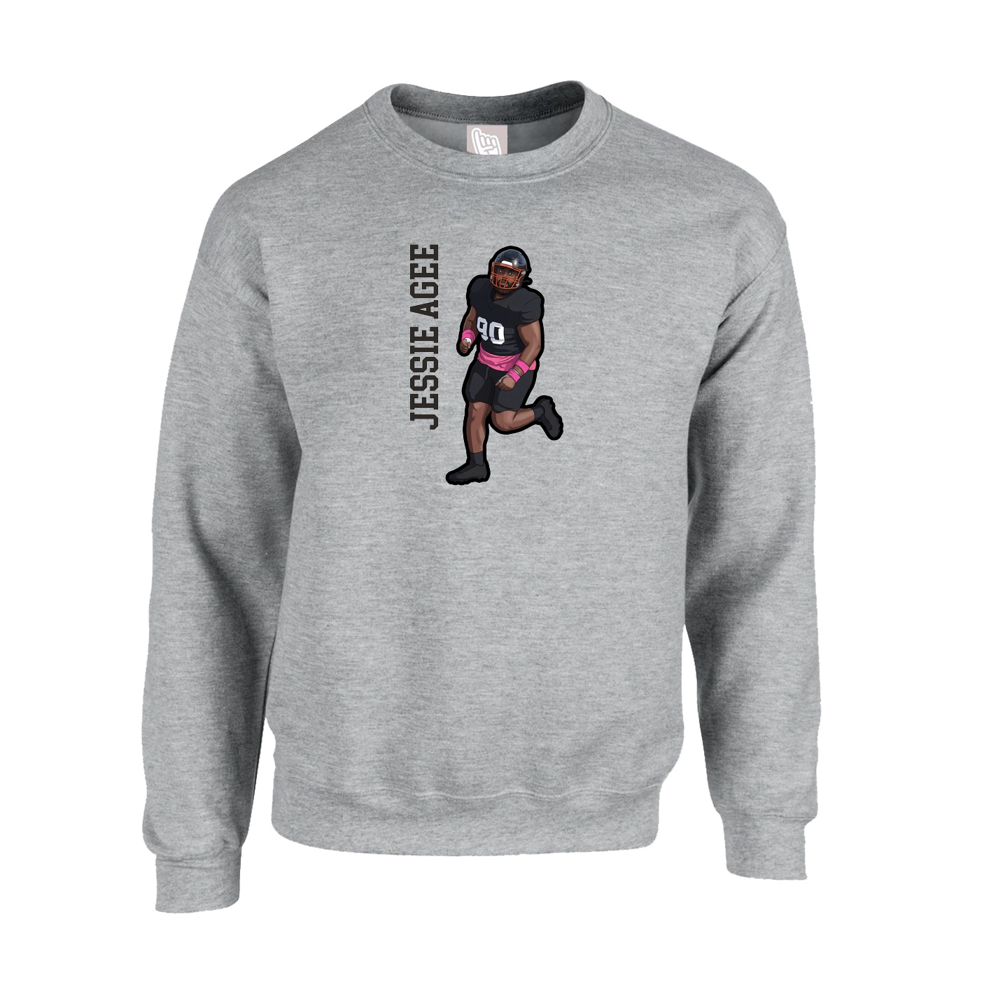 Fleece Crew — Name Vertical in Grey