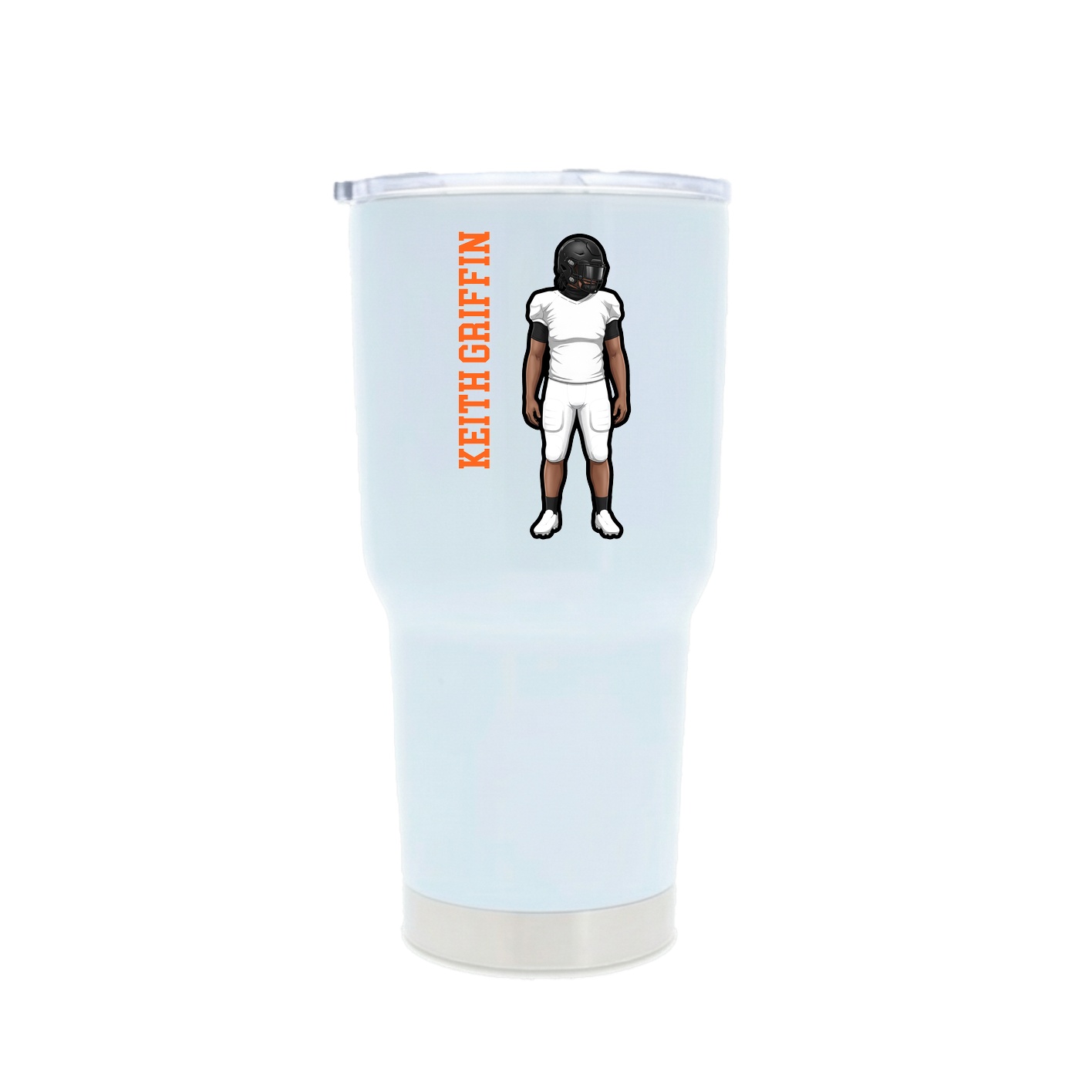30oz Stainless Steel Tumbler — Name Vertical in White