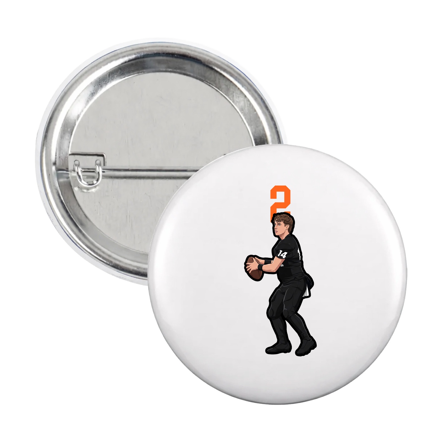 Game Day Button — Number Top in White