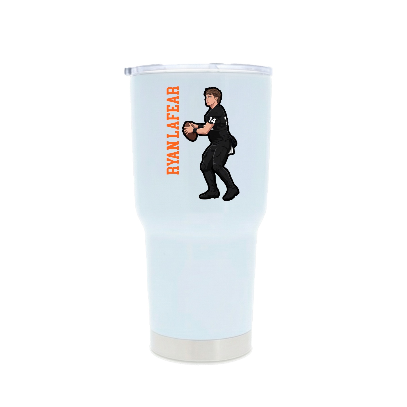 30oz Stainless Steel Tumbler — Name Vertical in White