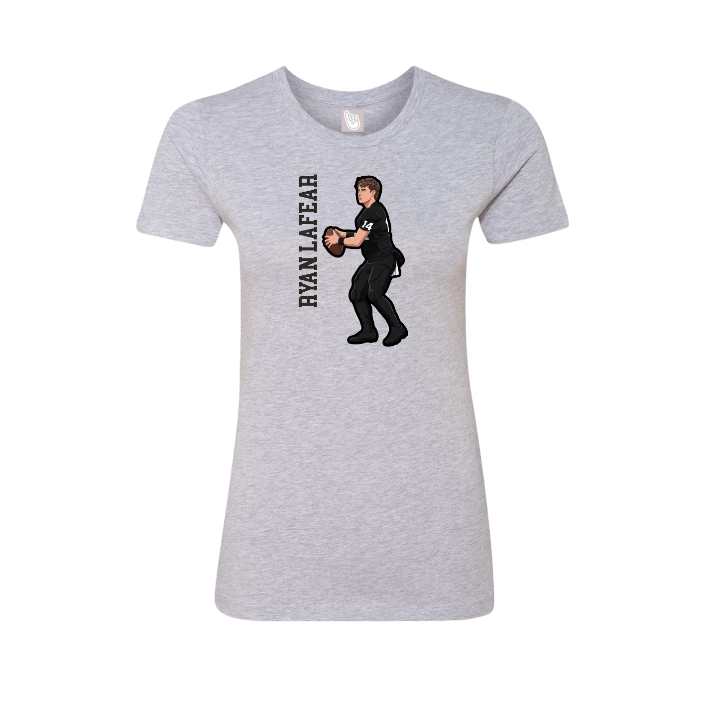 Fitted Women's Tee — Name Vertical in Grey