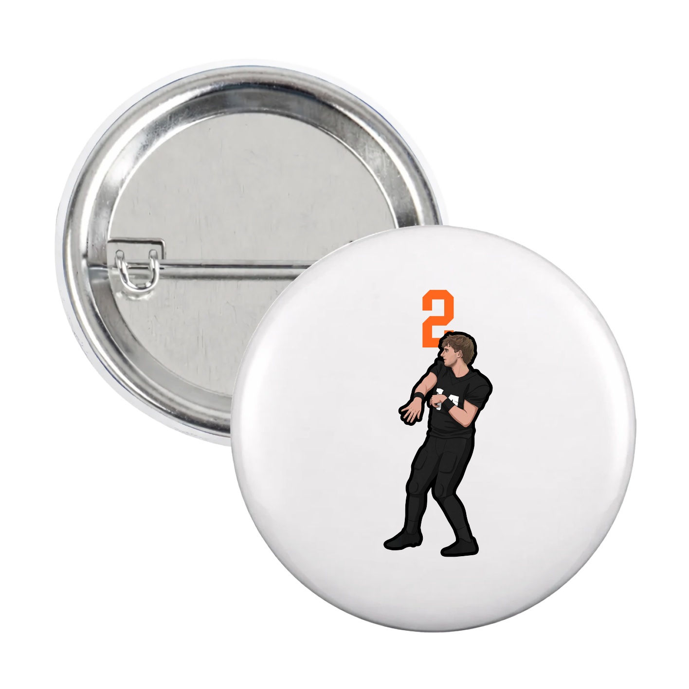 Game Day Button — Number Top in White