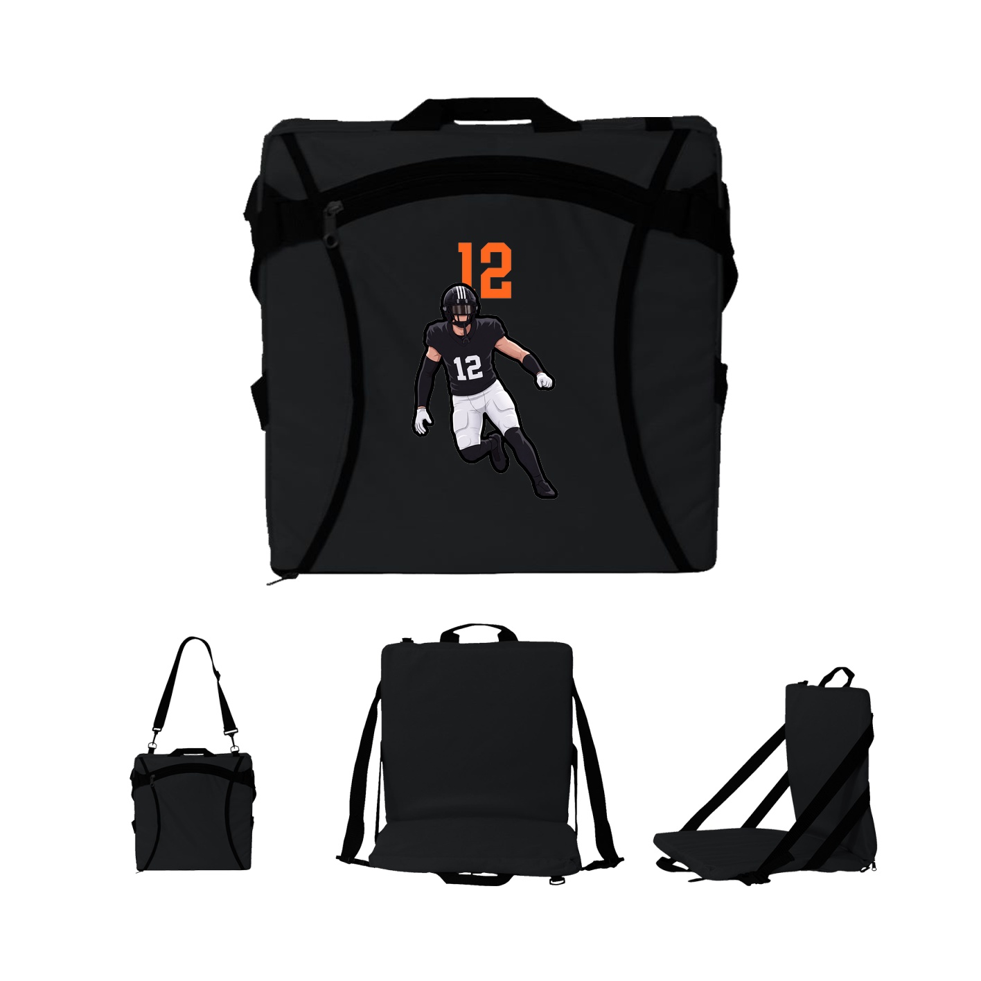 Folding Stadium Seat — Number Top in Black
