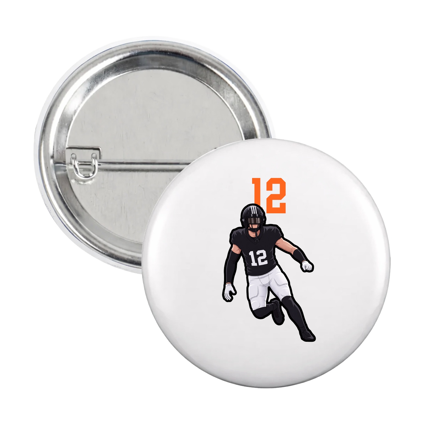 Game Day Button — Number Top in White