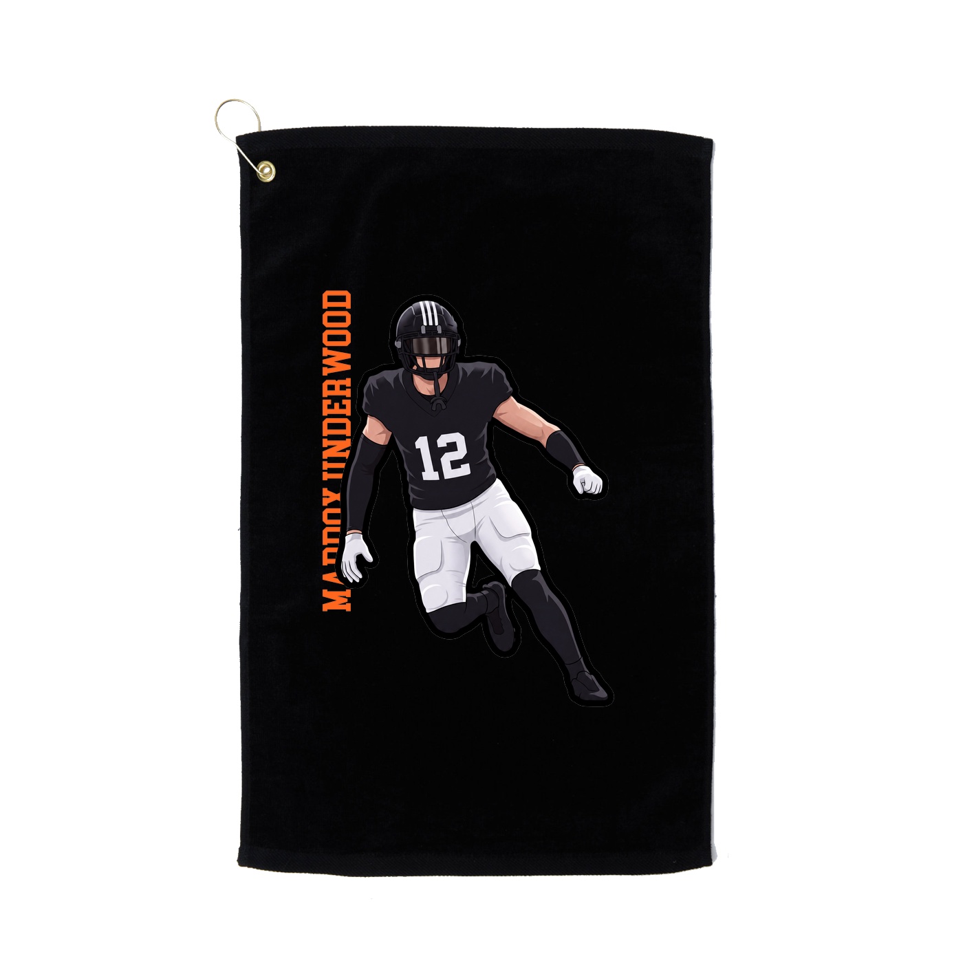 Golf Towel — Name Vertical in Black