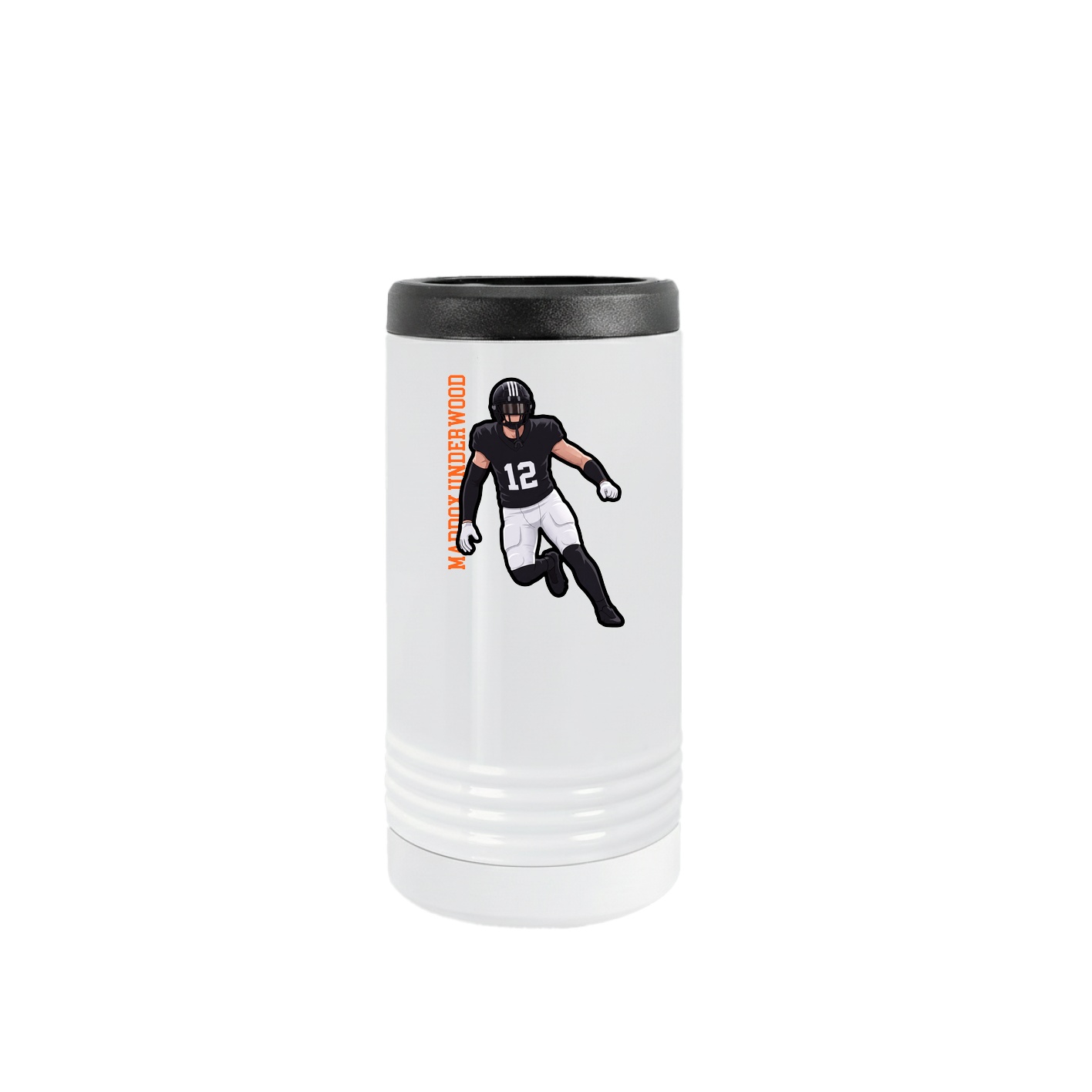 Slim Beverage Holder — Name Vertical in White