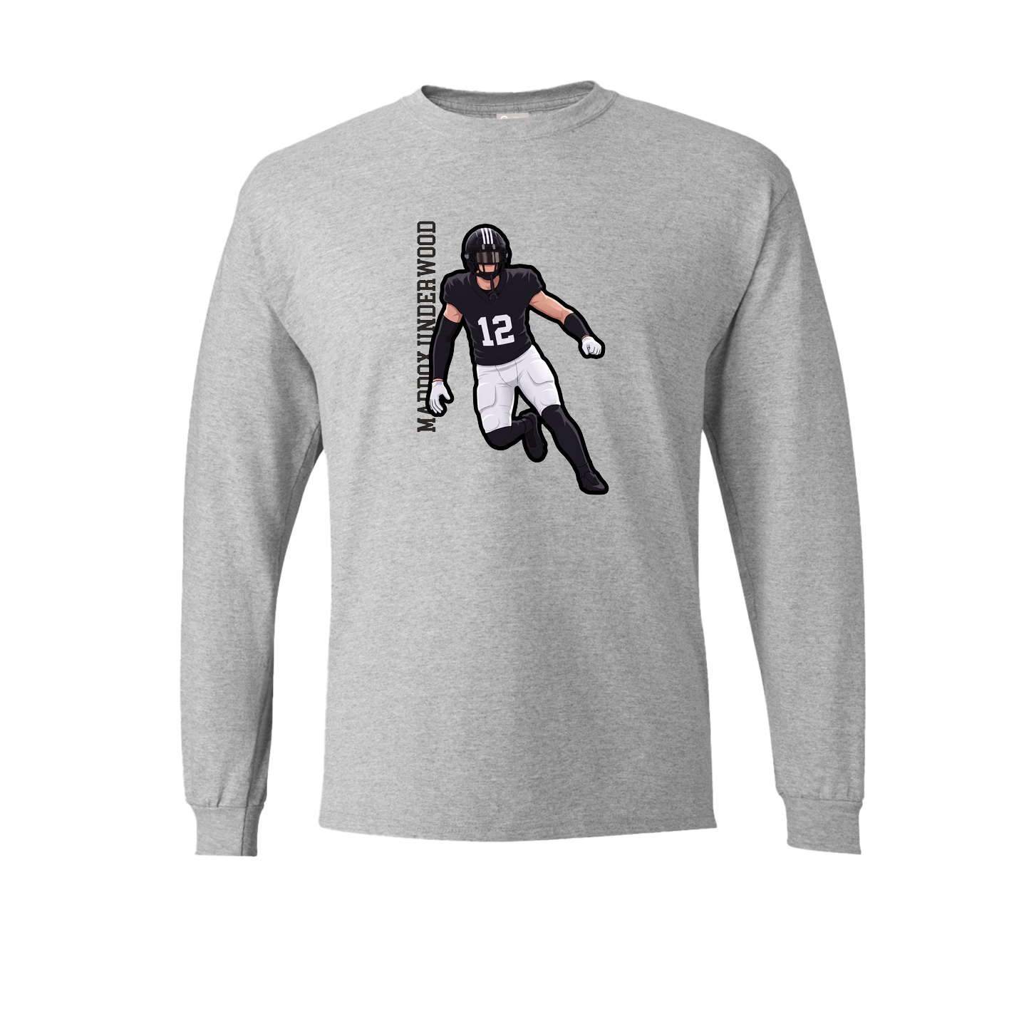 Long Sleeve Tee — Name Vertical in Grey