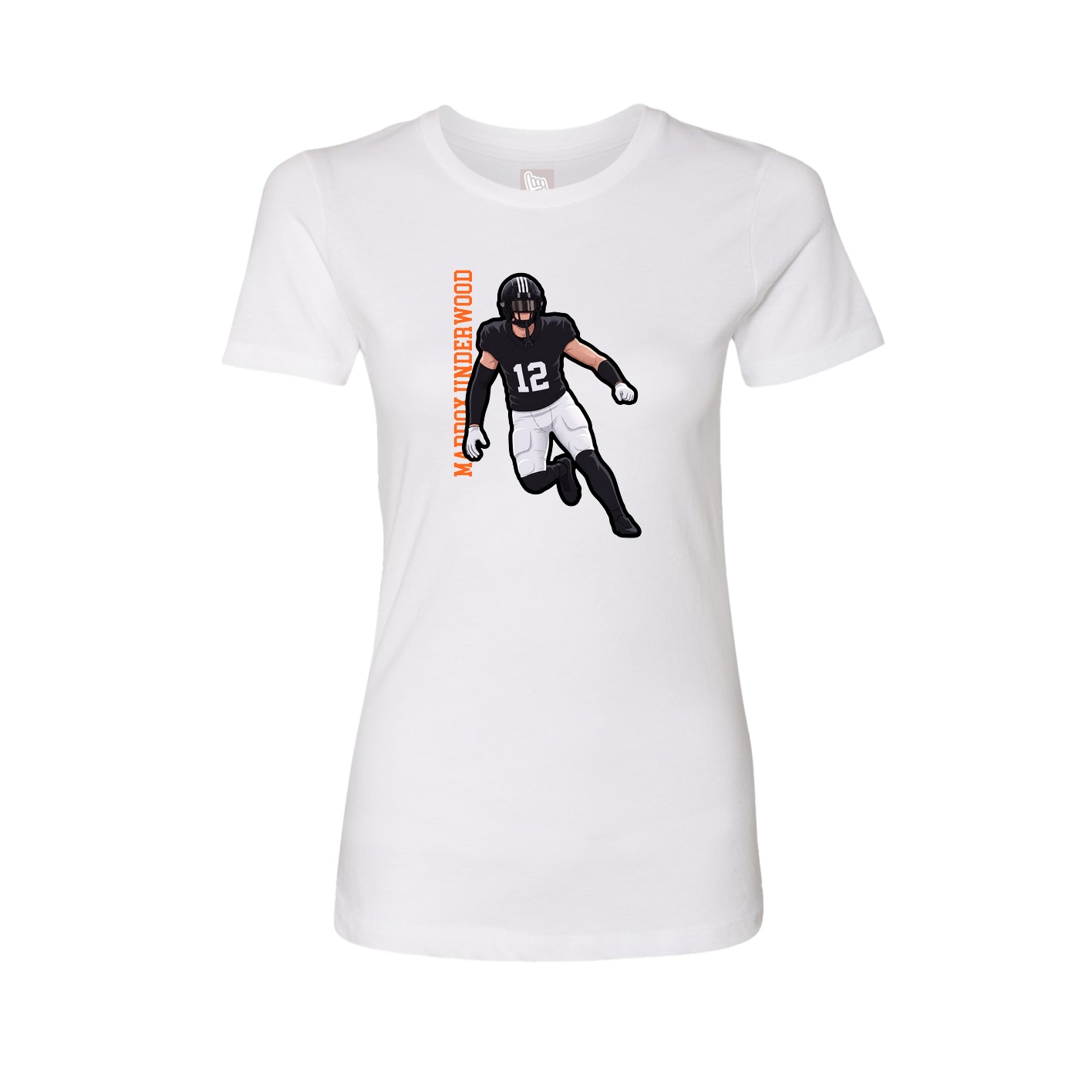Fitted Women's Tee — Name Vertical in White