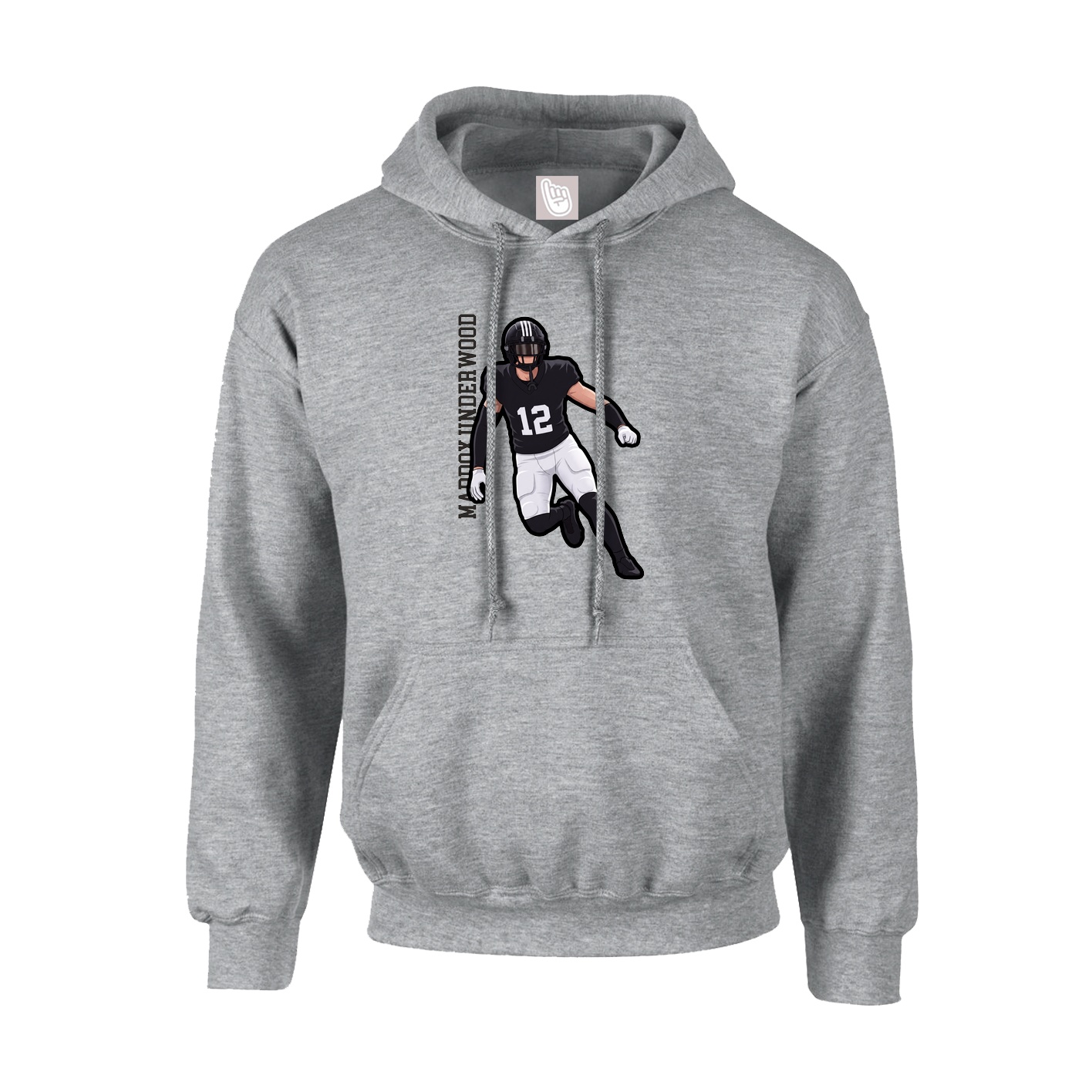 Youth Hoodie — Name Vertical in Grey