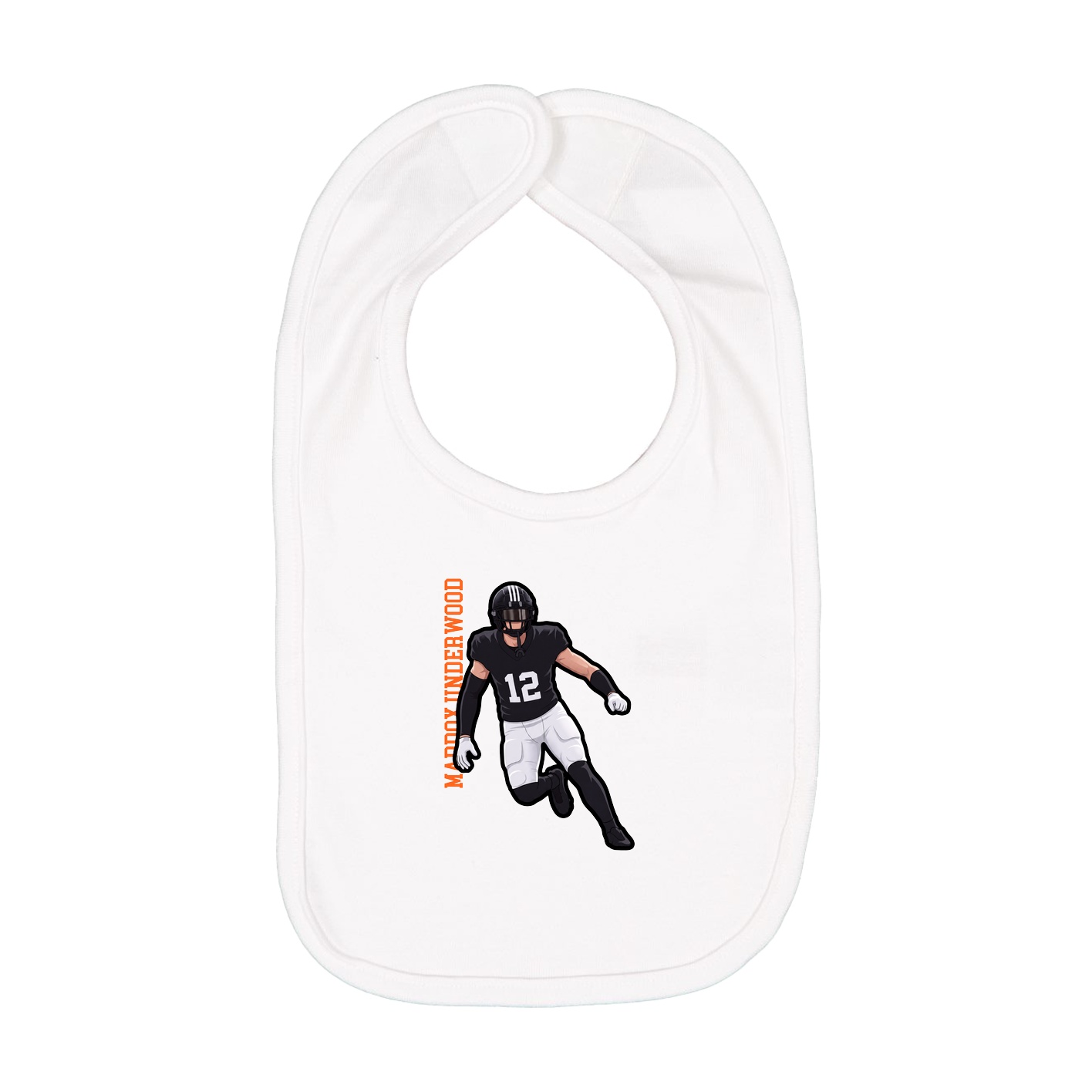 Infant Bib — Name Vertical in White