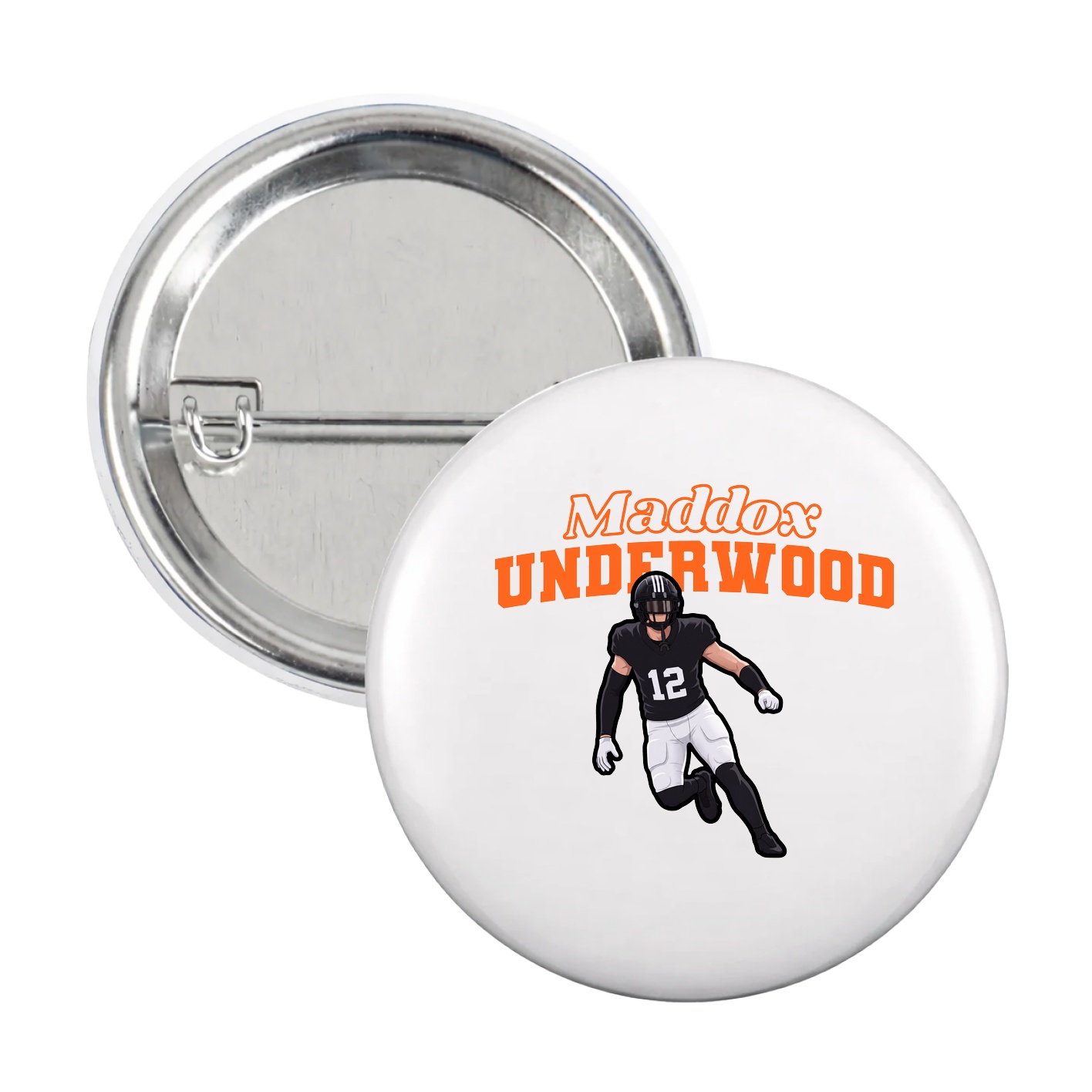 Game Day Button — Name Arch in White