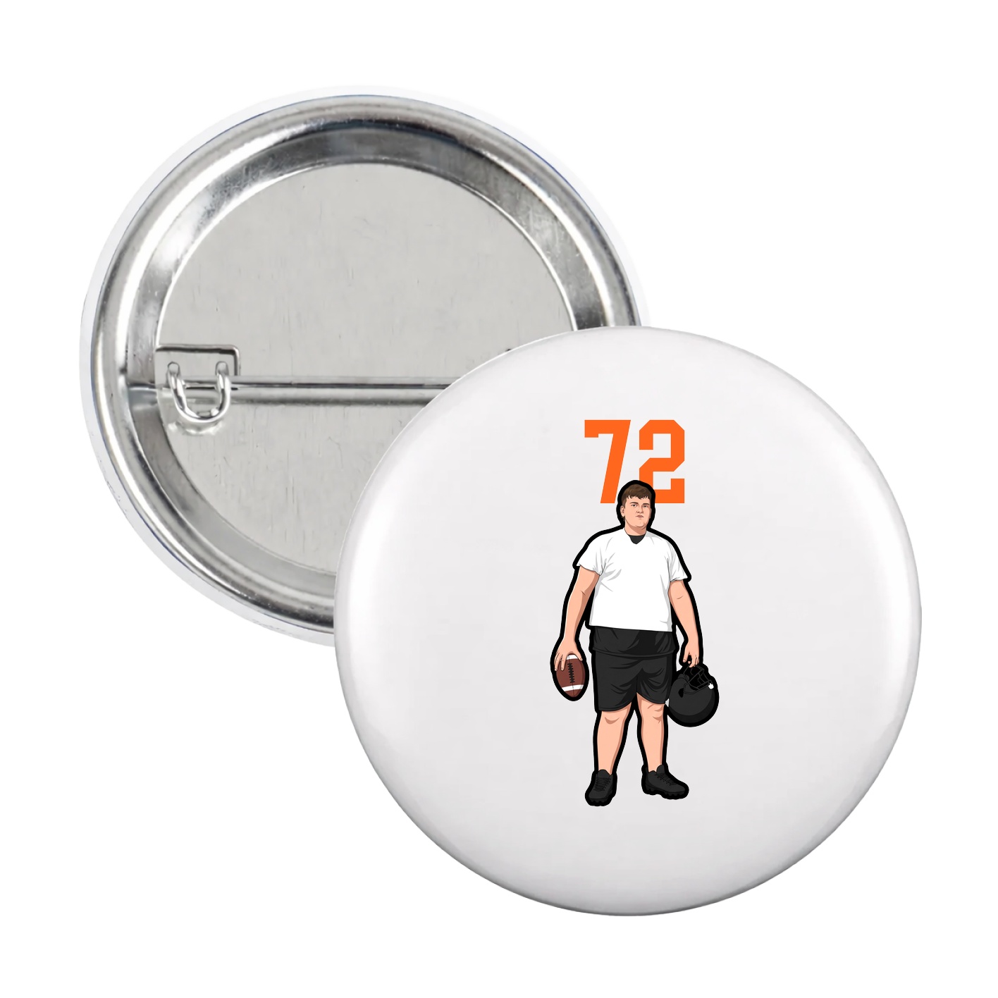 Game Day Button — Number Top in White