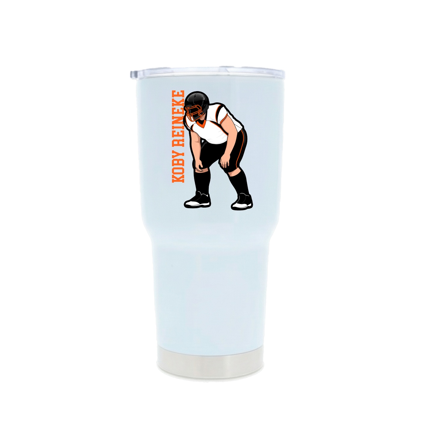 30oz Stainless Steel Tumbler — Name Vertical in White