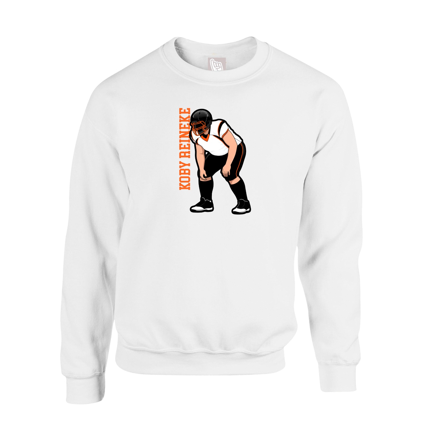 Fleece Crew — Name Vertical in White