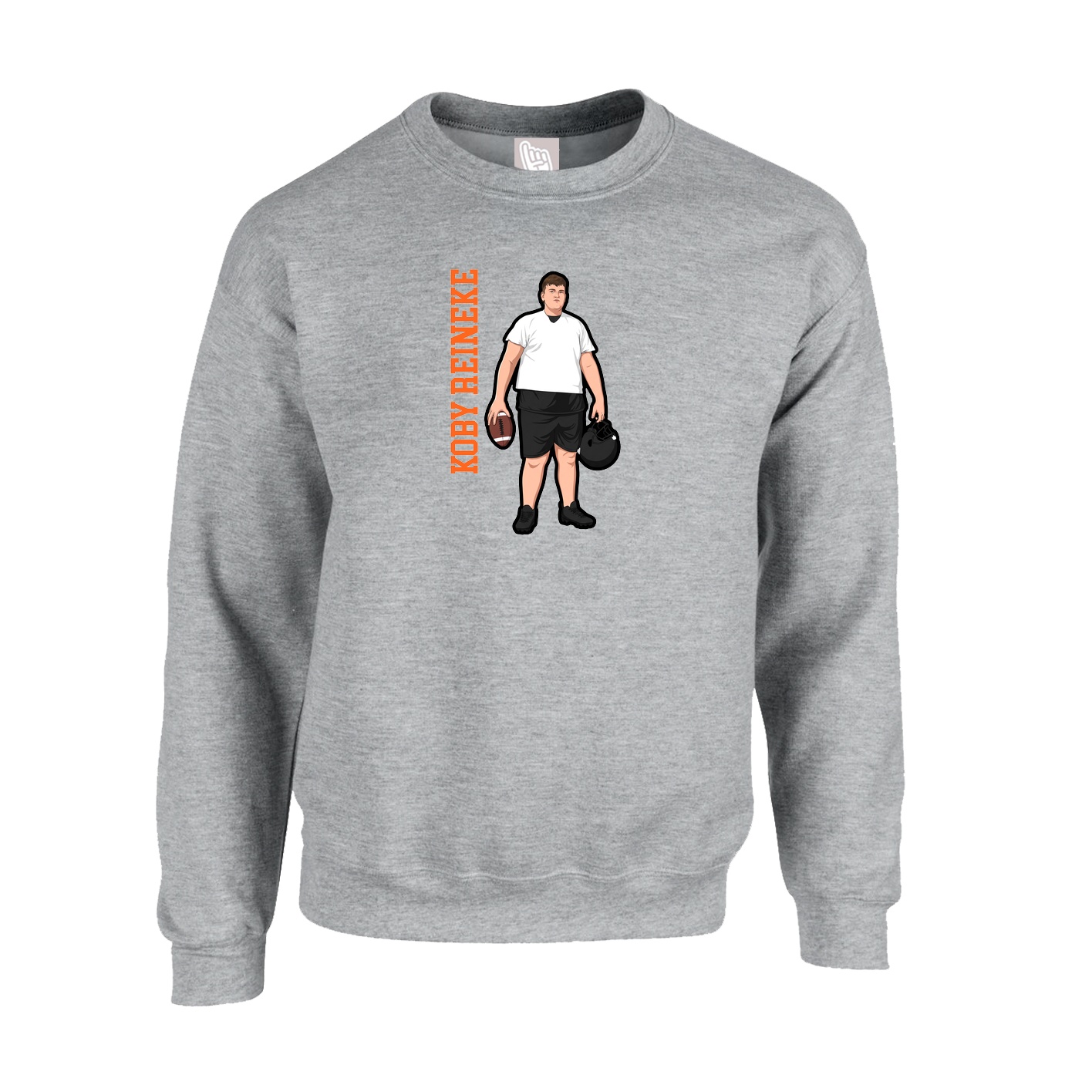 Fleece Crew — Name Vertical in Grey