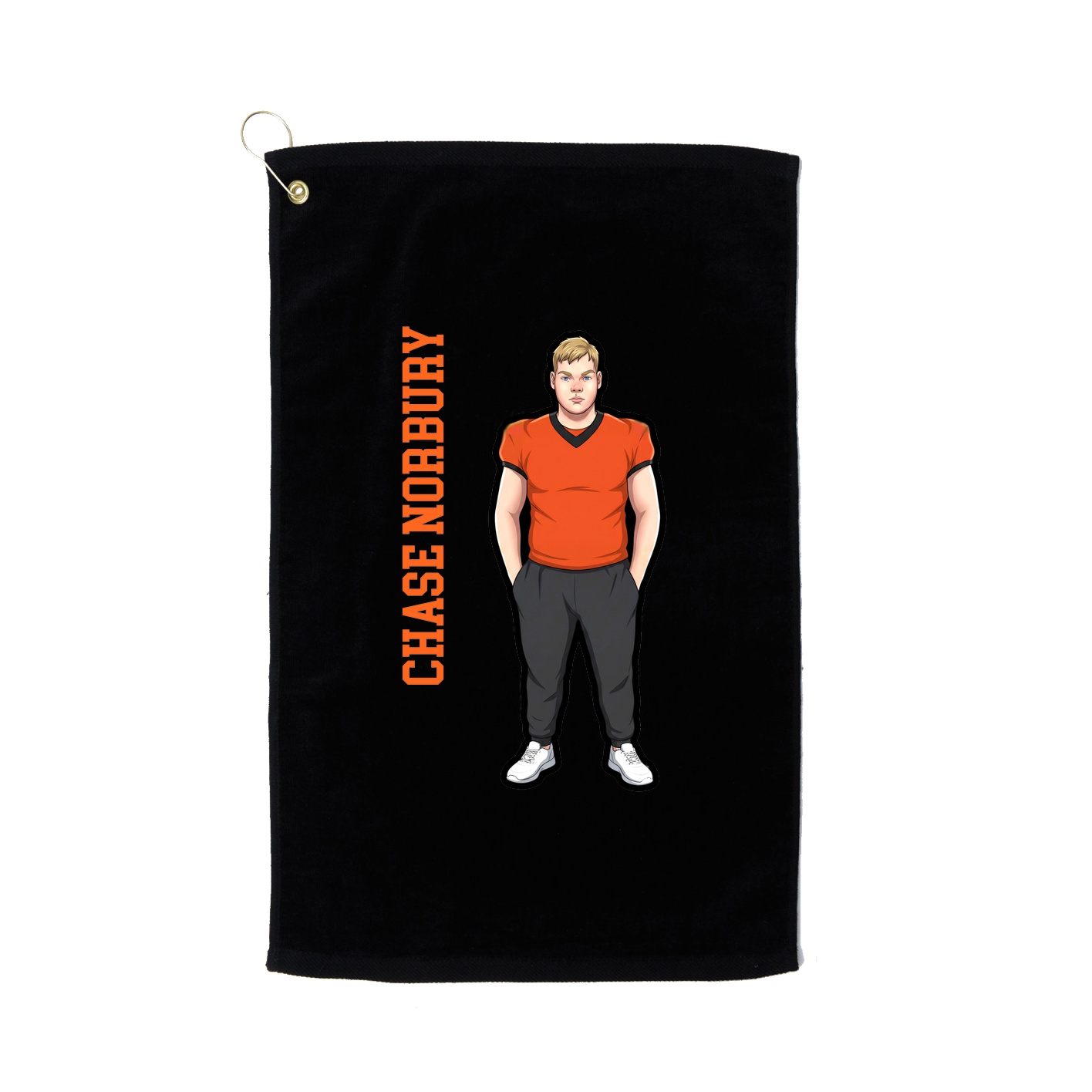 Golf Towel — Name Vertical in Black