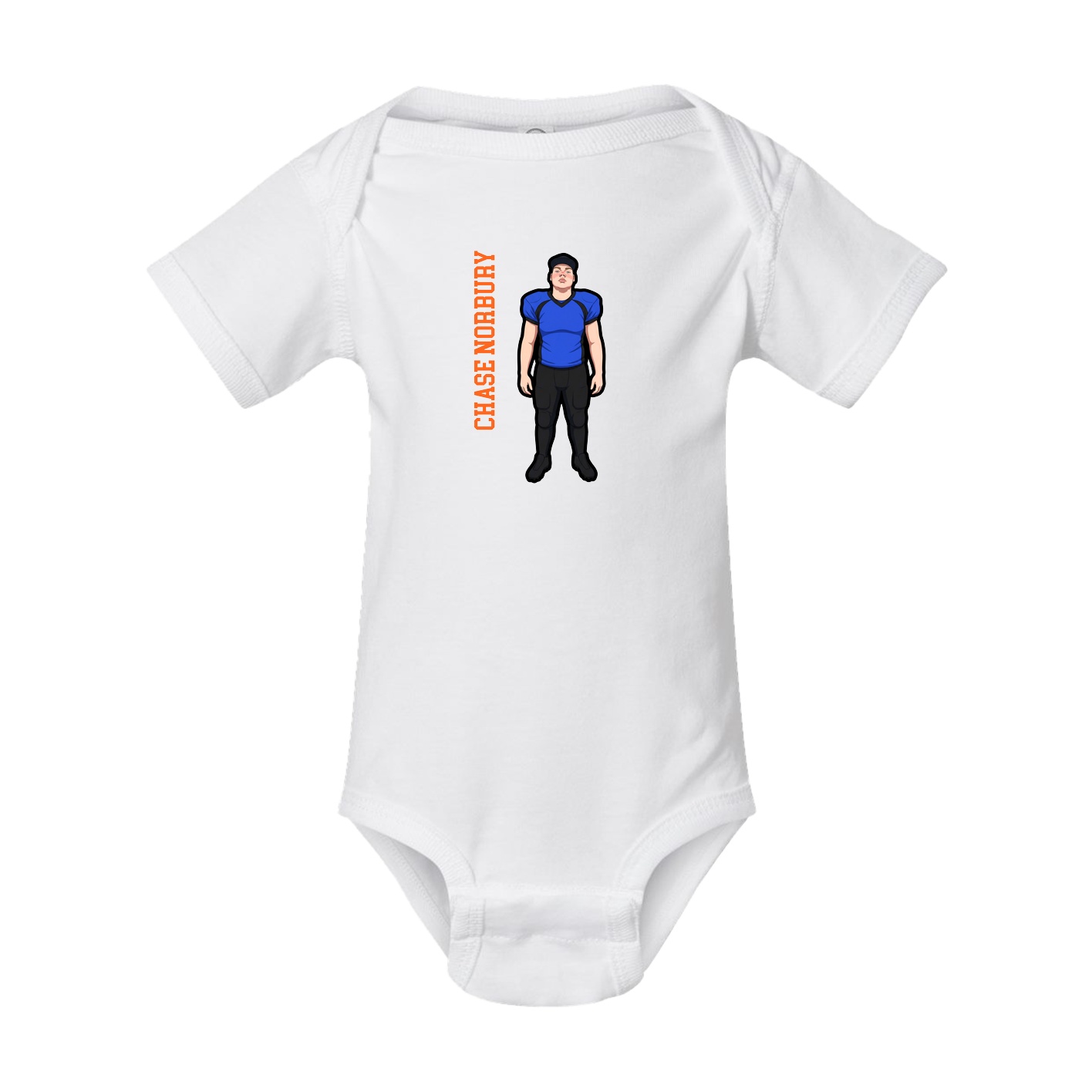 Baby Onesie — Name Vertical in White