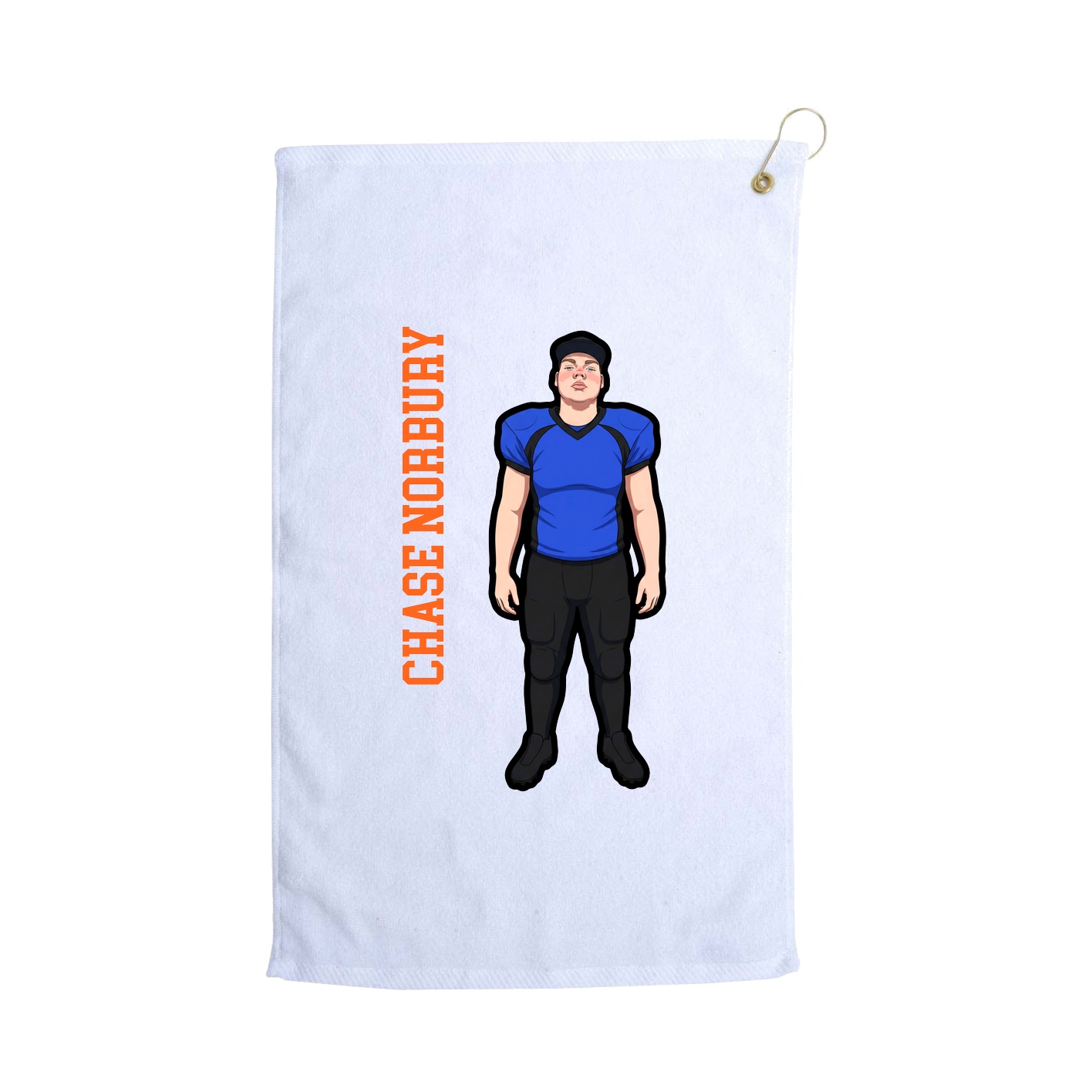 Golf Towel — Name Vertical in White