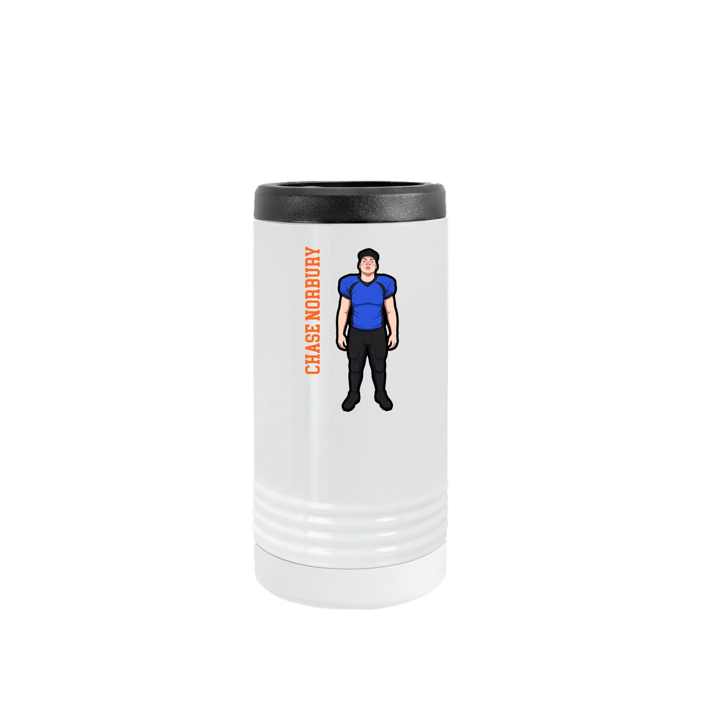 Slim Beverage Holder — Name Vertical in White