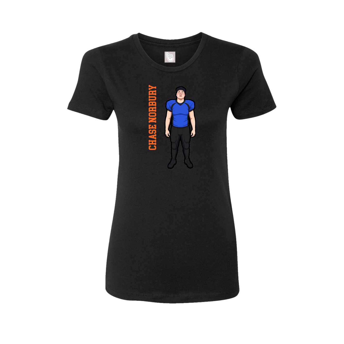 Fitted Women's Tee — Name Vertical in Black