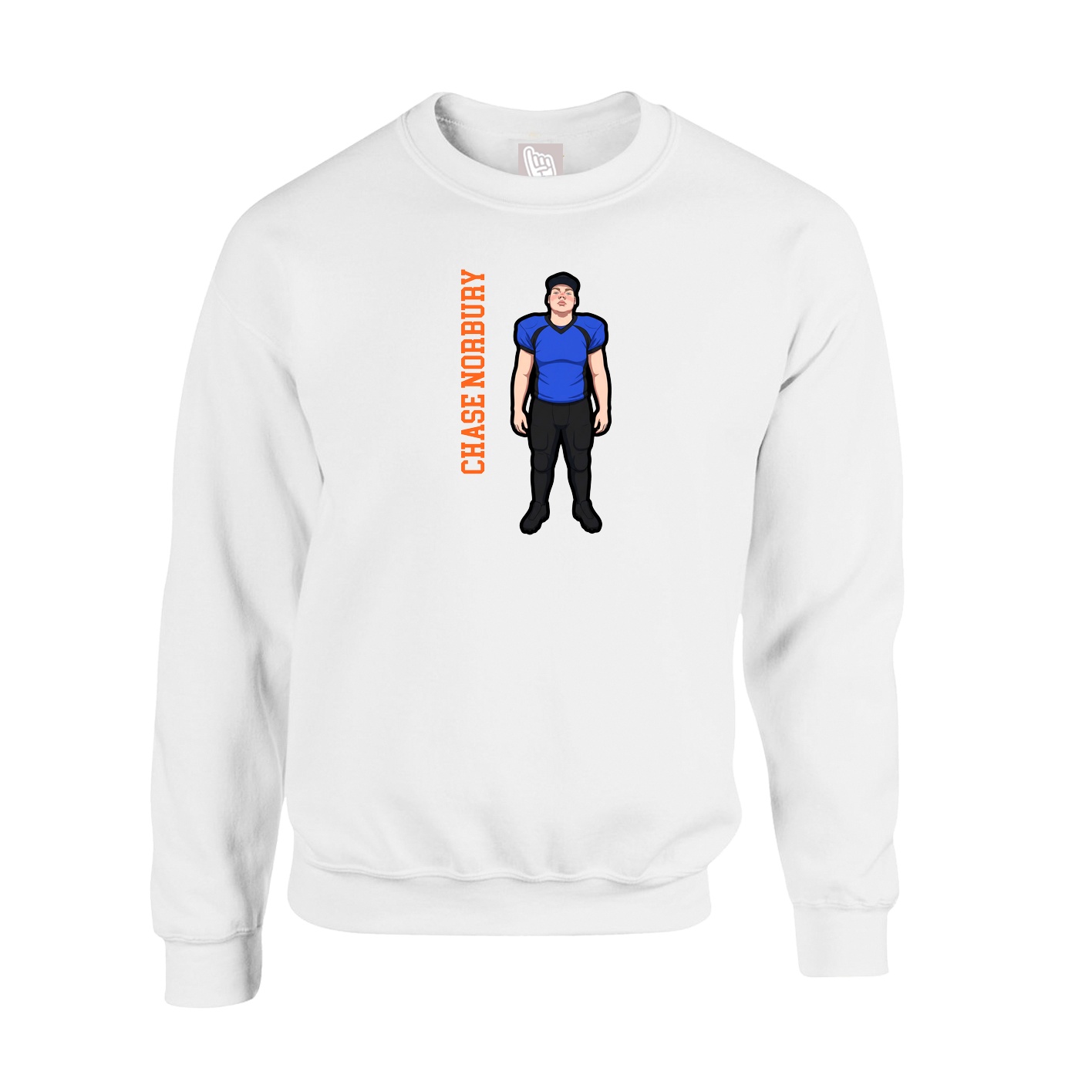 Fleece Crew — Name Vertical in White
