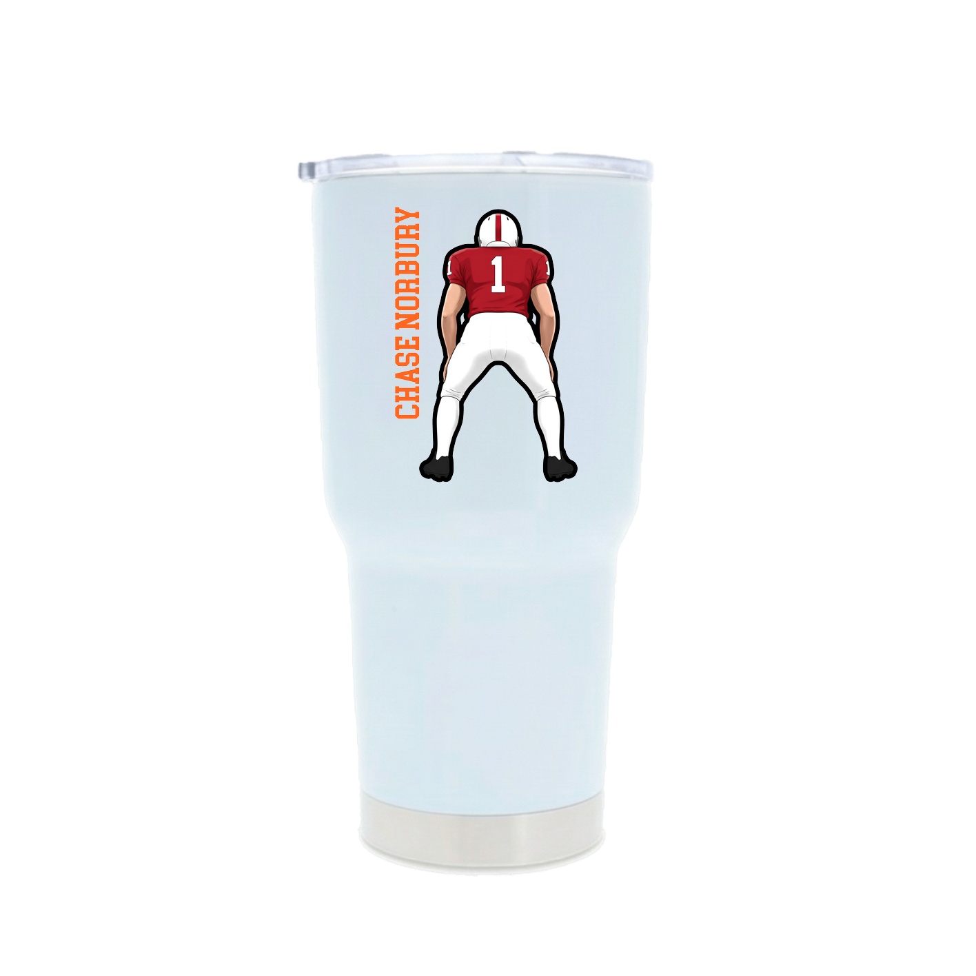30oz Stainless Steel Tumbler — Name Vertical in White