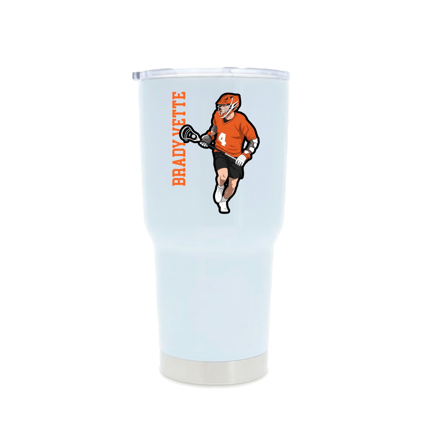 30oz Stainless Steel Tumbler — Name Vertical in White