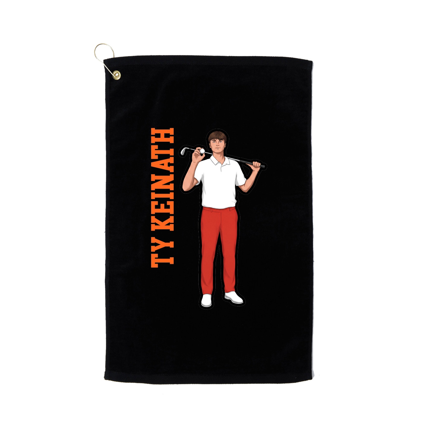 Golf Towel — Name Vertical in Black